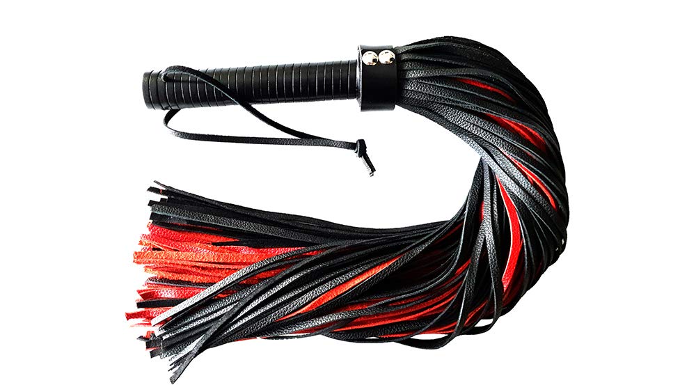 ROUGE GARMENTS Premium Red Leather Flogger with Ergonomic Handle - Perfect for BDSM, Fetish Play & Sensual Massage