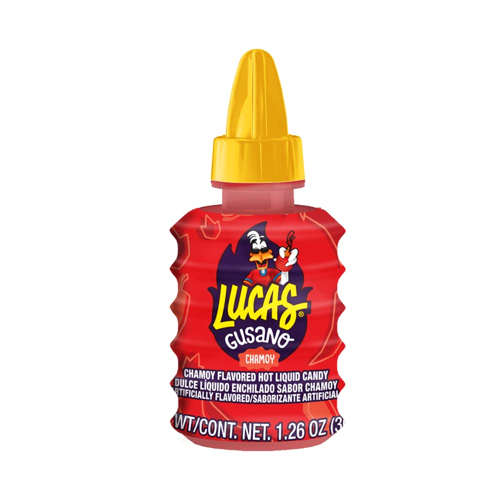 Lucas Gusano Fruity Chamoy Flavored Liquid Spicy Candy - 10 Pack (1.26oz) | Sweet & Spicy Mexican Treat for Kids & Adults | Perfect for Snacks, Parties, Piñatas & Movie Nights