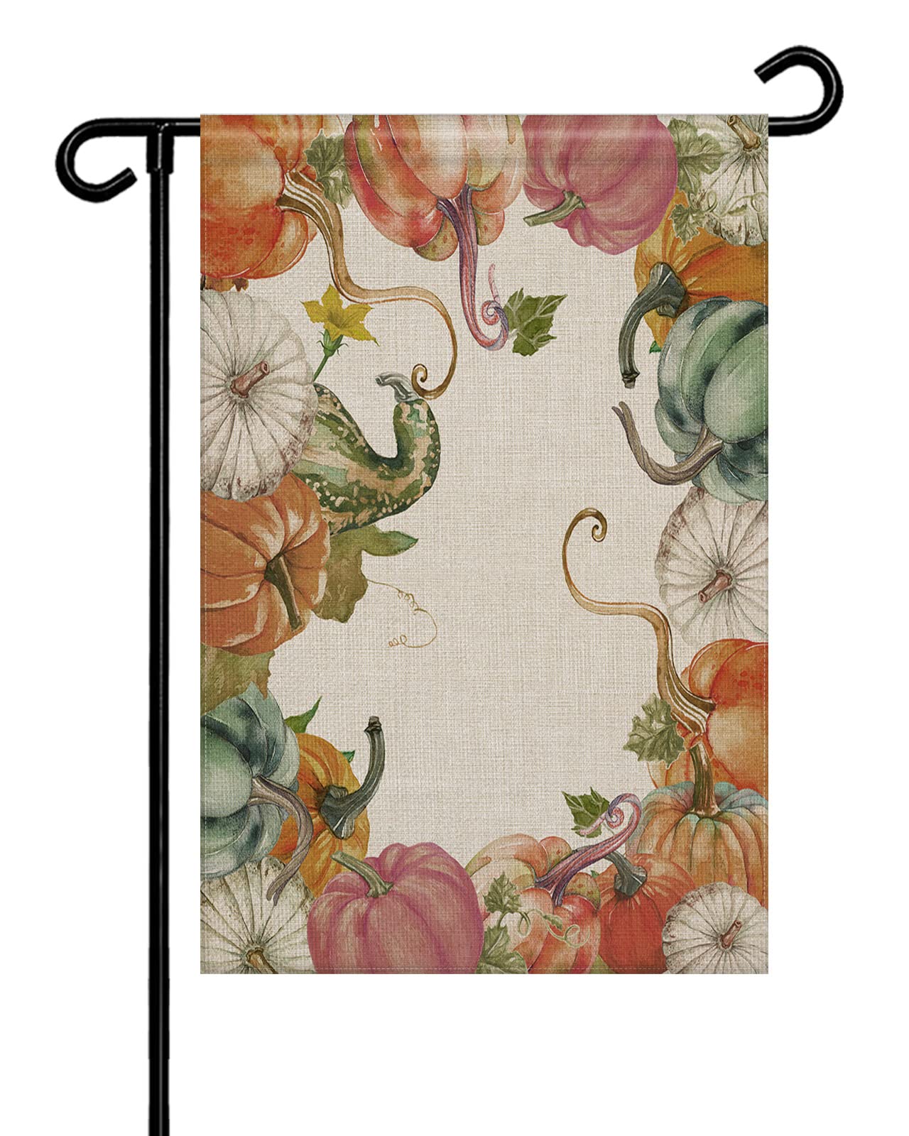 Double Sided Burlap Fall Pumpkin Garden Flag - Thanksgiving Autumn Maple Leaf Welcome Banner (28