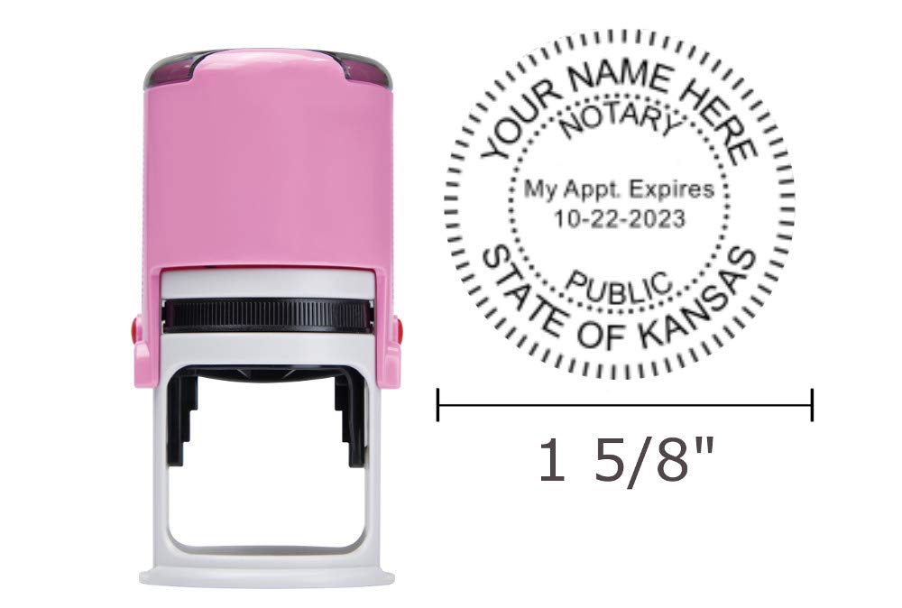 Kansas Notary Public Round Self Inking Stamp - R542 Official Seal with Unique Pink Body | Perfect for Document Authentication, Legal Papers & Notary Work