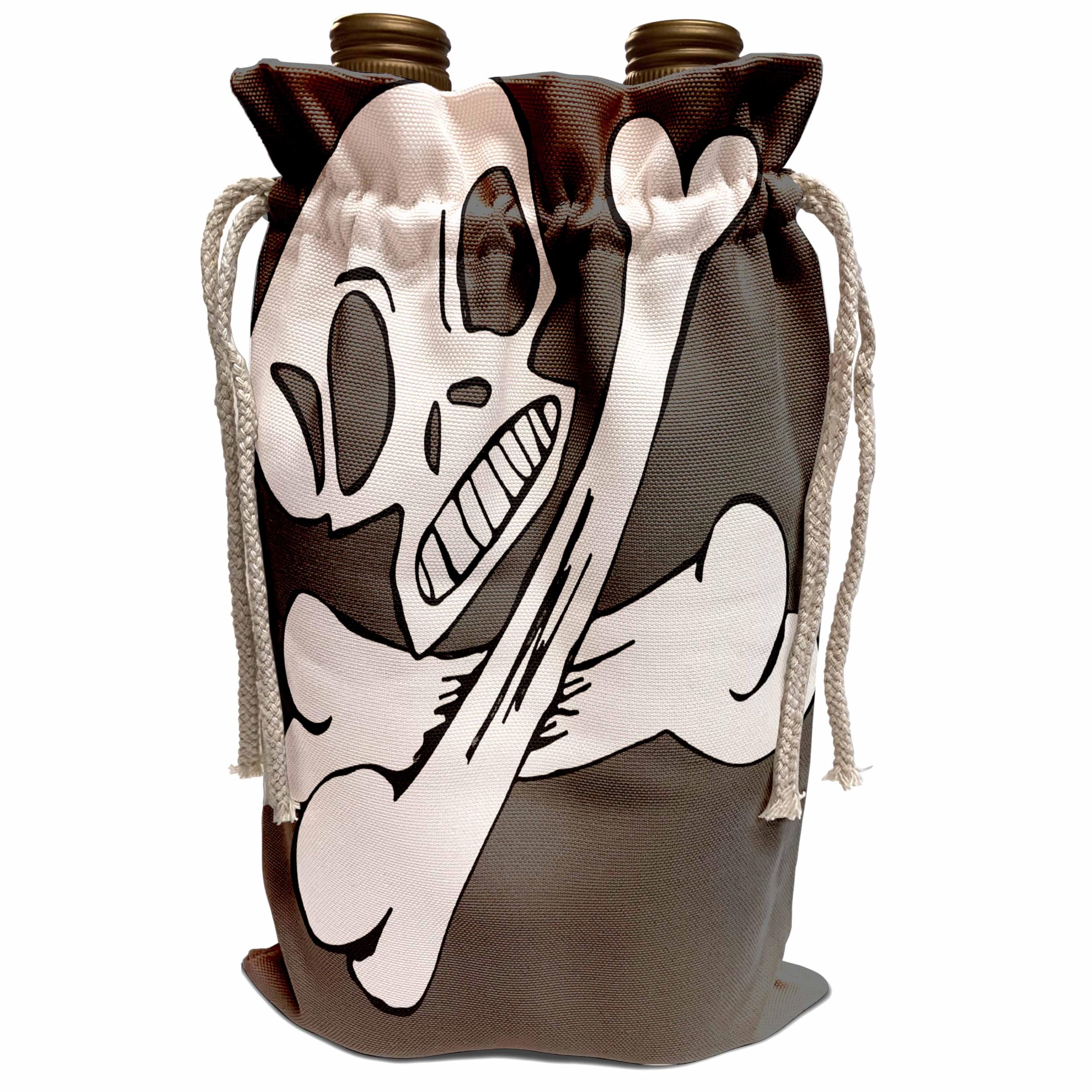 Premium Wine Gift Bag with Skull and Crossbones Design - Dylan Seibold Line Art - Perfect for Halloween Parties, Gifts & Wine Lovers