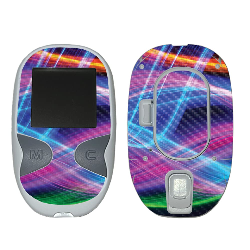 MightySkins Carbon Fiber Skin for Care Touch Glucose Meter - Light Waves Design | Protective & Durable Textured Cover | Easy to Apply | Made in USA | Perfect for Diabetes Management & Travel Protection