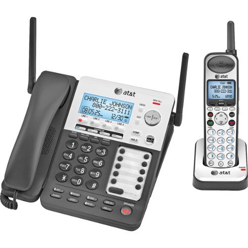 AT&T Synj SB67138 4-Line DECT 6.0 Corded/Cordless Phone System for Small Business | Expandable Office Communication Solution | Ideal for Reception, Conference Rooms & Multi-User Workplaces