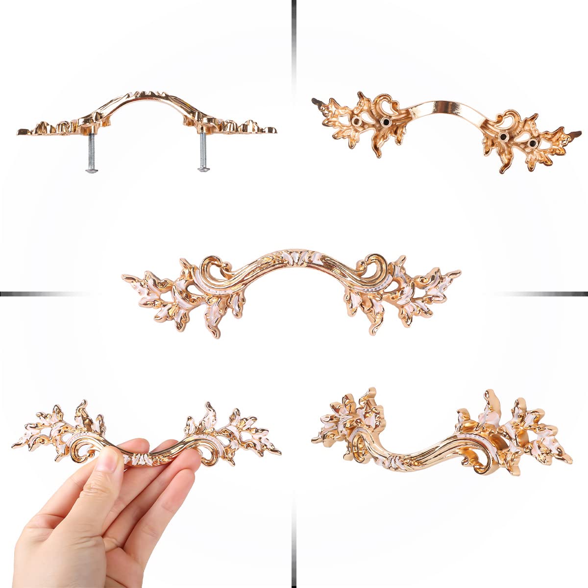 5-Pack Antique Rose Gold Dresser Handles - Vintage Farmhouse Cabinet Pulls & Knobs for Kitchen, Dresser, Drawers - 2.5