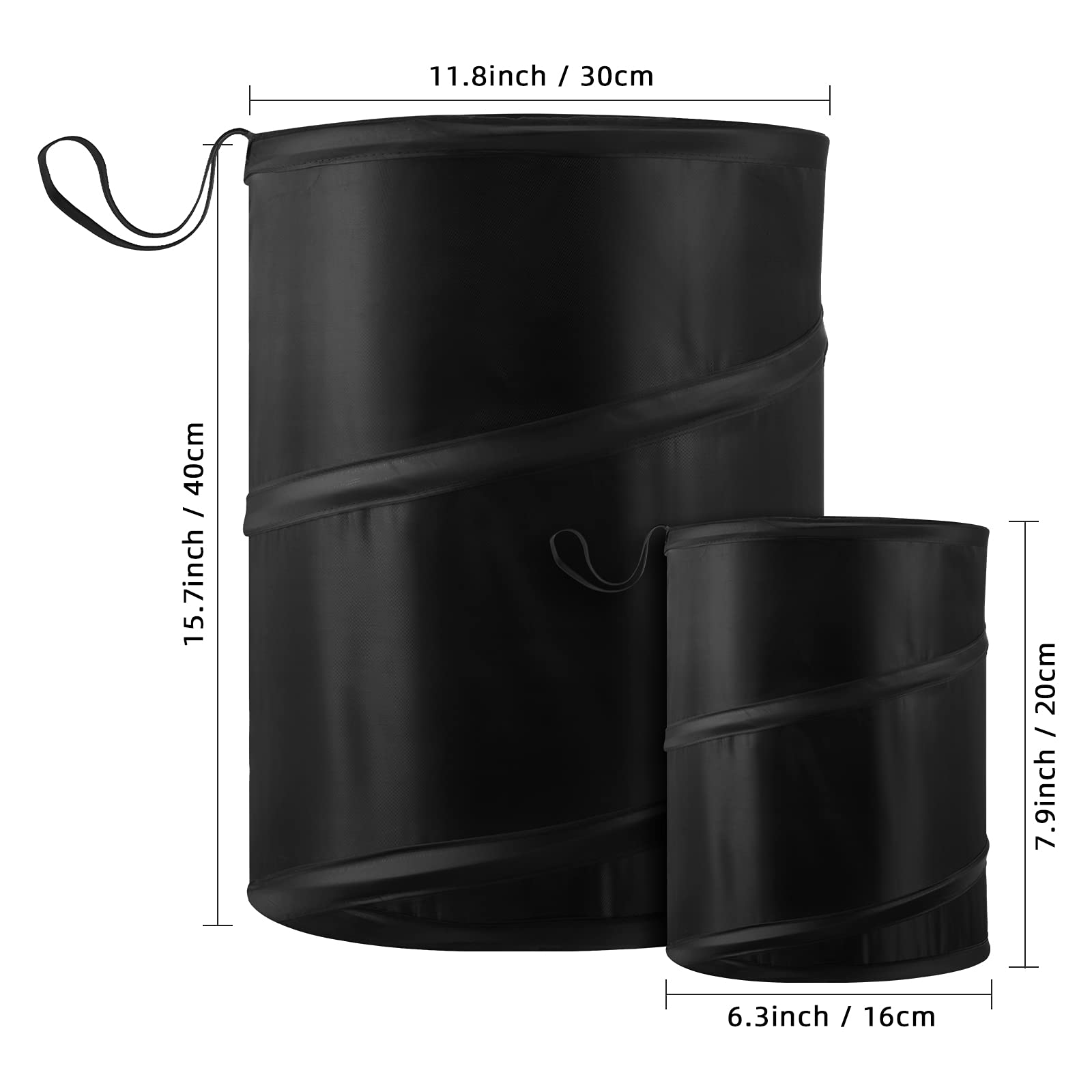 BBTO 2 Pack Collapsible Car Trash Can - Waterproof Hanging Waste Bin with Elastic Band for Auto, Travel, Camping & Road Trips | Portable Trash Bag for Vehicles, Office & Home Use