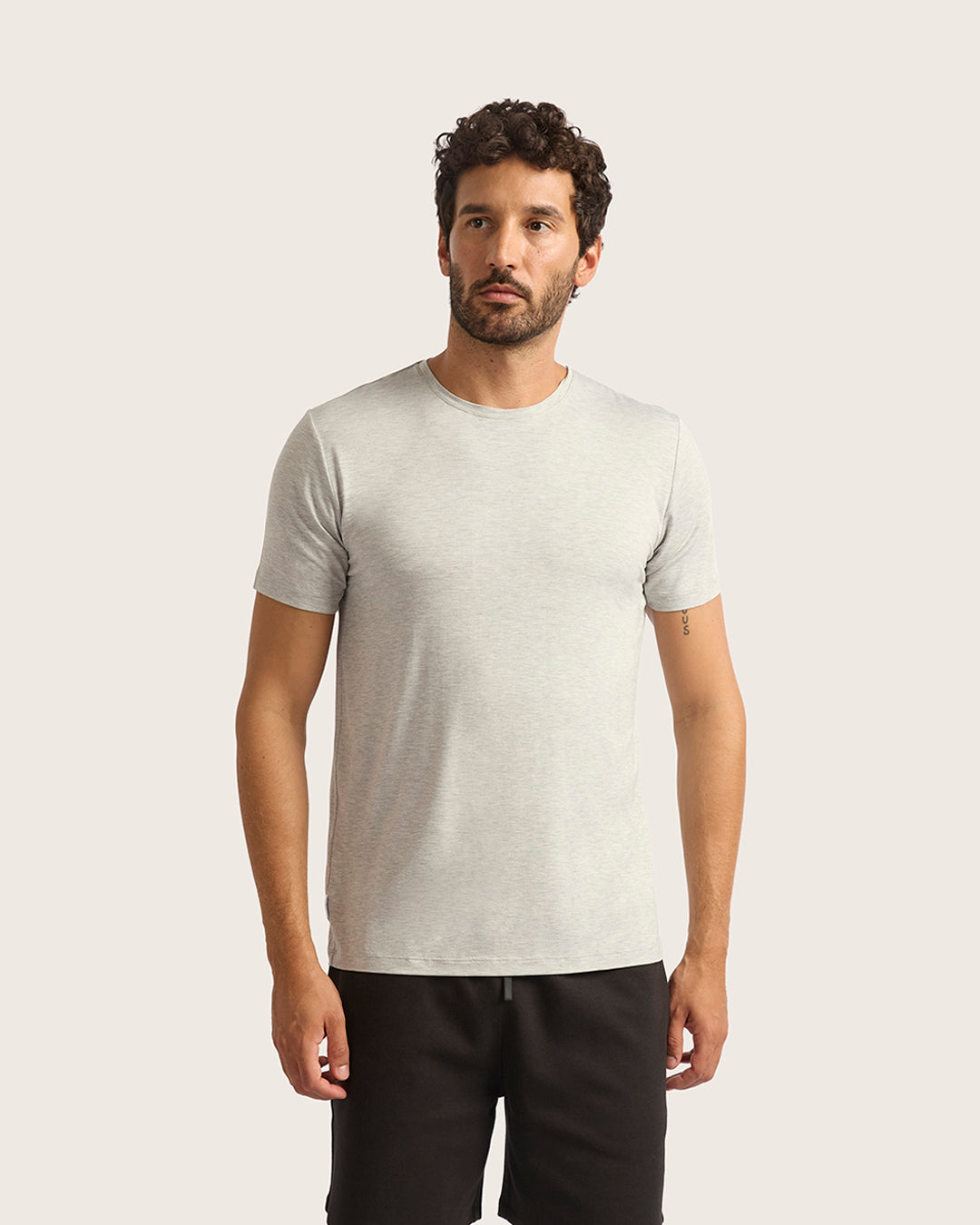 Premium Men's Crew Neck T-Shirt - Light Grey Marl - Soft Cotton Casual Tee for Everyday Wear, Gym & Outfits