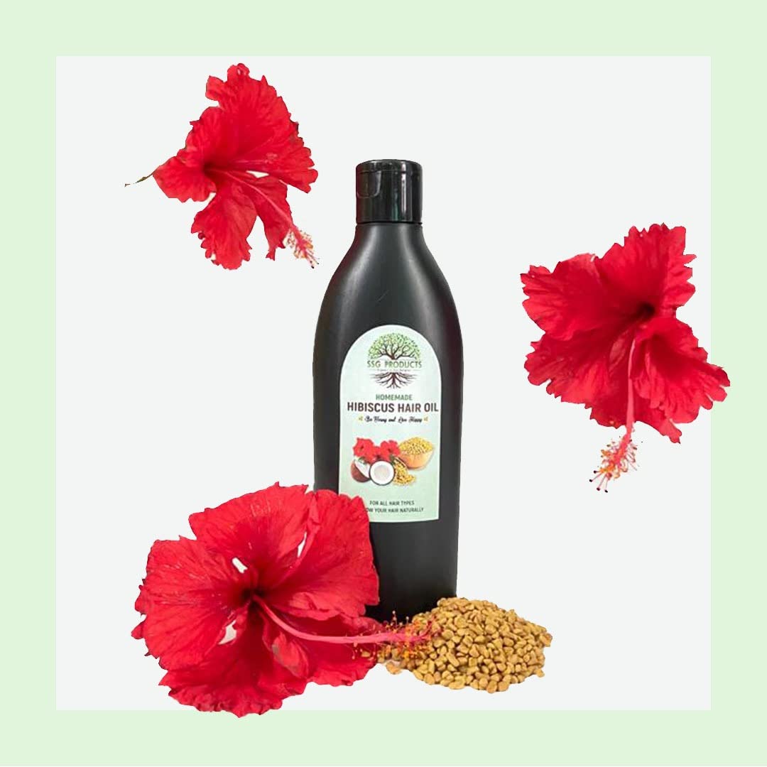 Organic Hibiscus Hair Growth Oil with Coconut Oil & Fenugreek Seeds - 100ml Natural Treatment for Thicker Hair & Reduced Hair Loss | Perfect for Daily Scalp Massage & Overnight Hair Care
