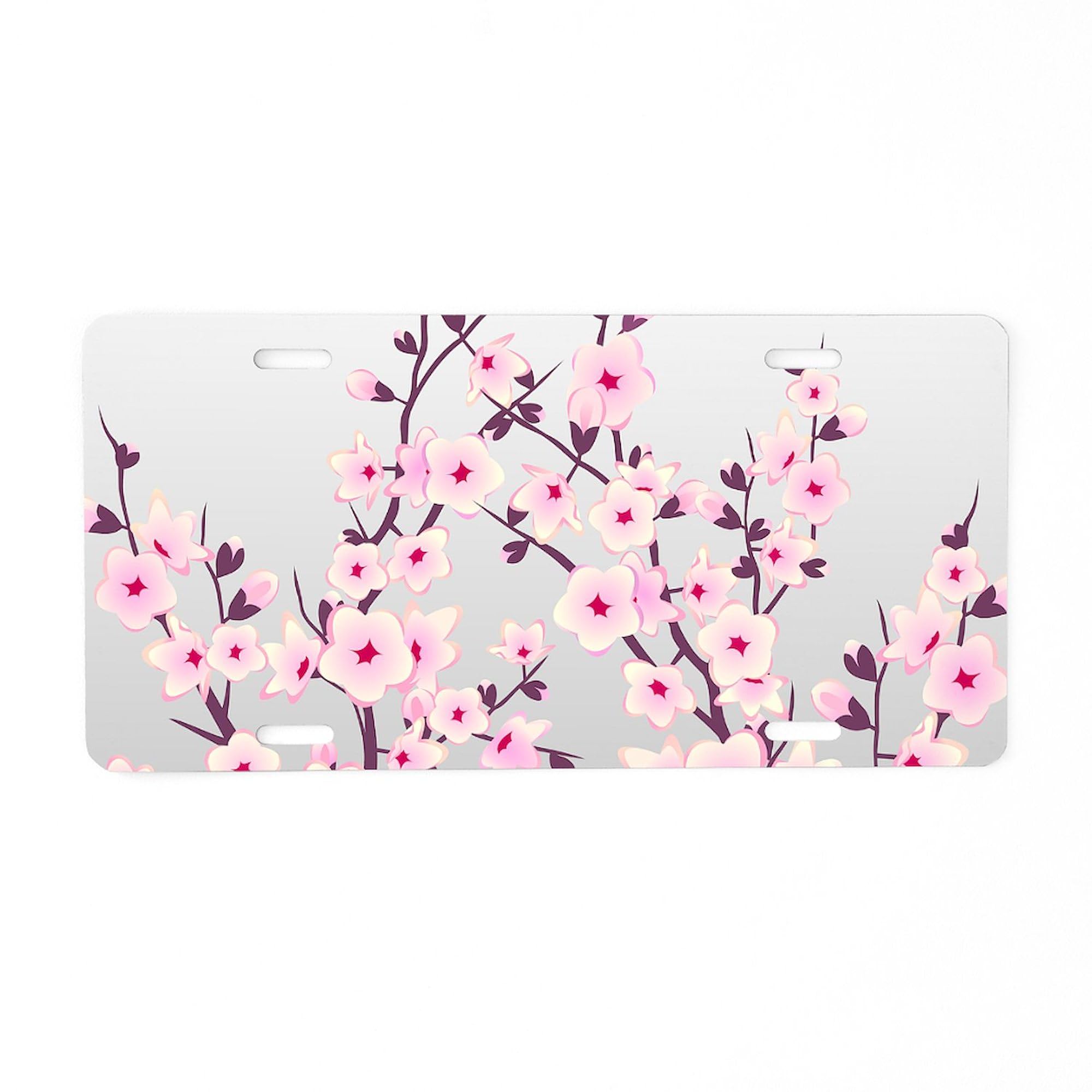 Cherry Blossom Aluminum License Plate - Custom Front Vanity Tag for Cars, Trucks & Motorcycles - Perfect for Personalization & Decoration