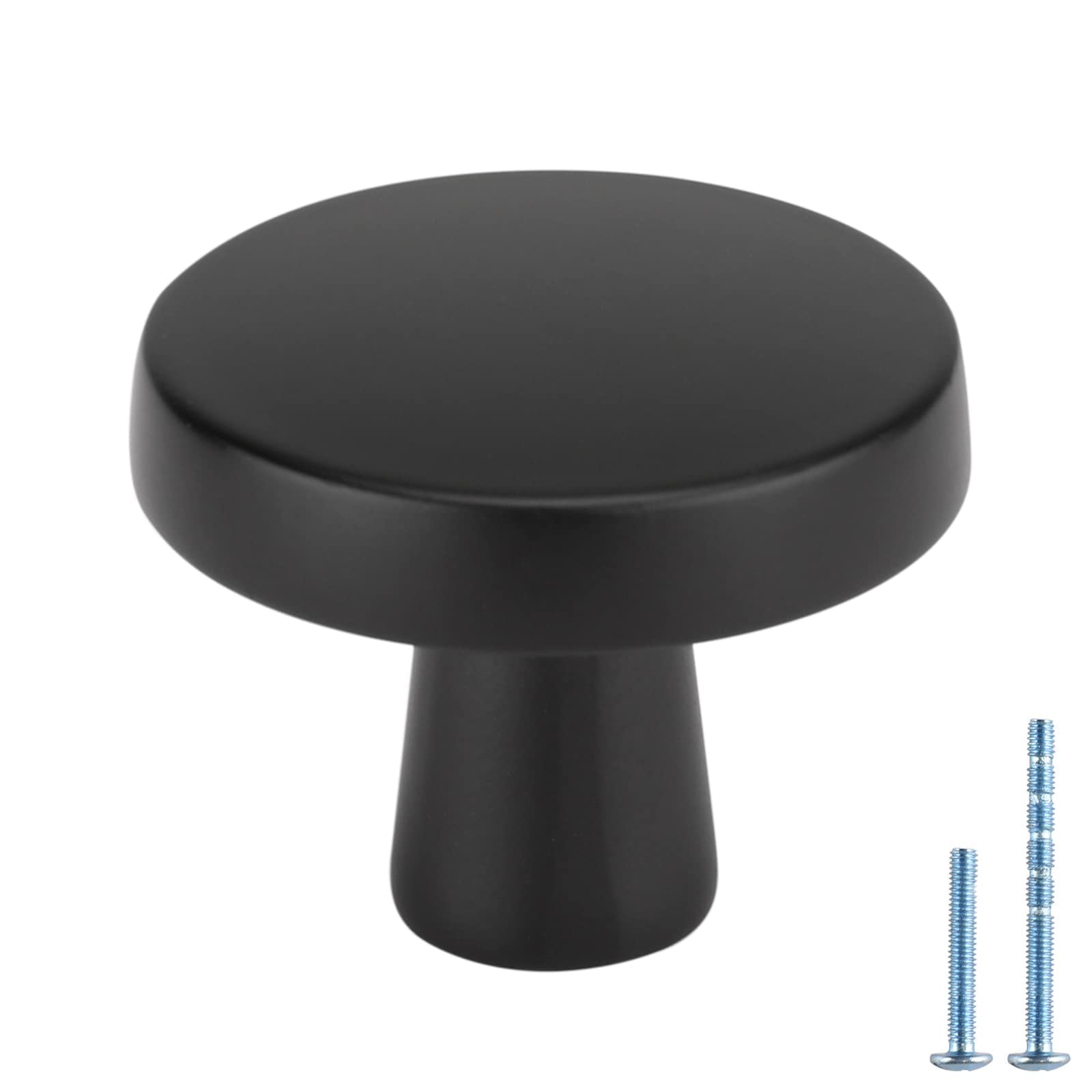 40 Pack Matte Black Cabinet Knobs - Round Zinc Alloy Kitchen Drawer Pulls for Dresser, Desk & Cupboard | Durable Metal Handles for Home & Office Organization