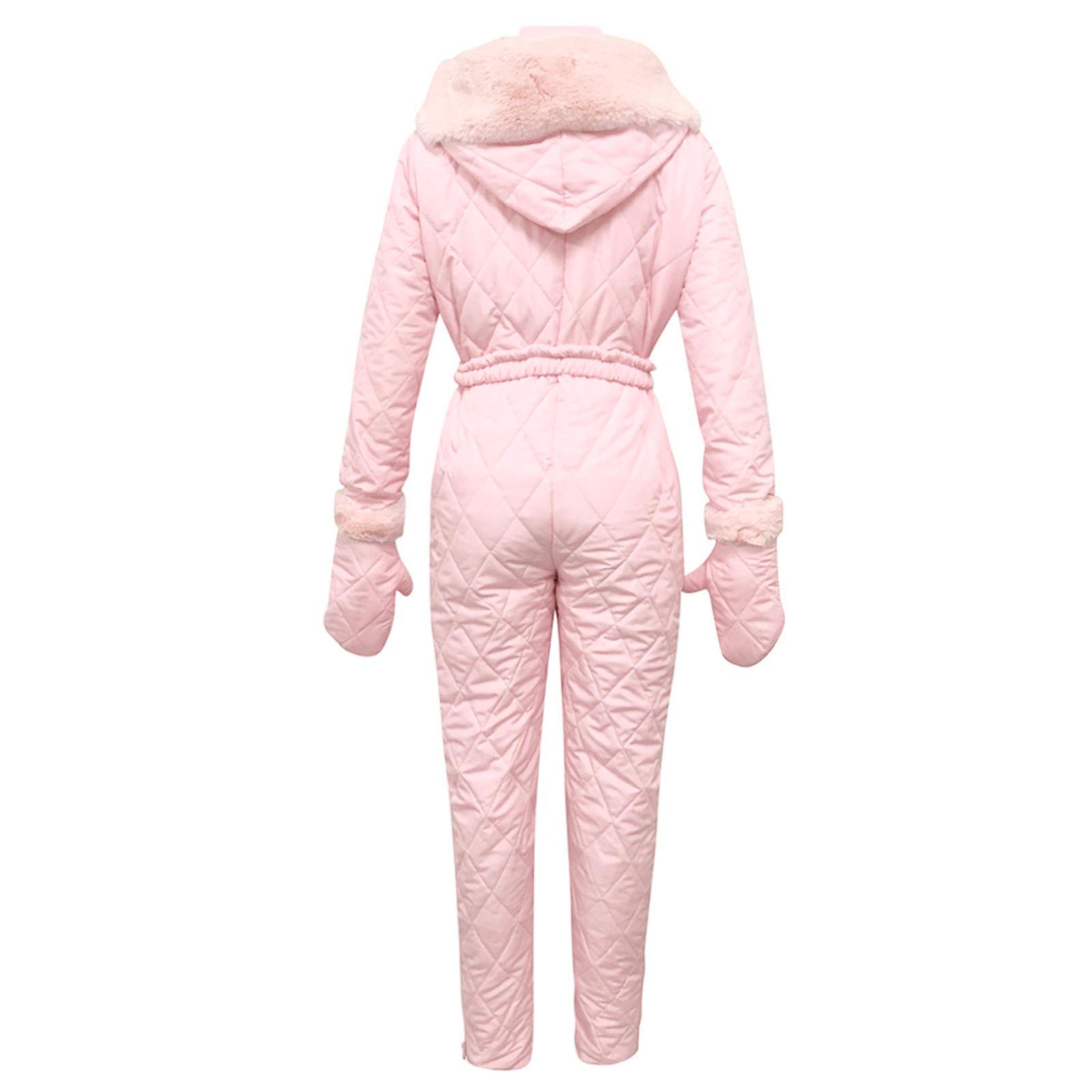Women's Waterproof Snow Suits Winter Ski Outfits with Fur Collar Hooded Jumpsuit for Outdoor Sports & Skiing | Warm Slim Romper for Snowboarding, Ski Trips & Winter Adventures
