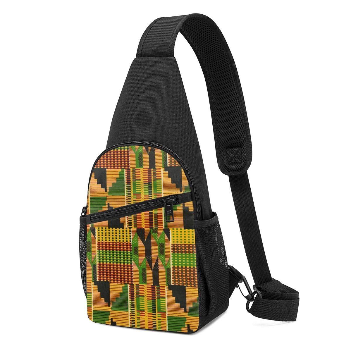 NEPower Sling Bag - Kente Cloth Crossbody Backpack for Men & Women - Lightweight Travel Hiking Chest Bag - Perfect for Gym, Sports & Outdoor Adventures