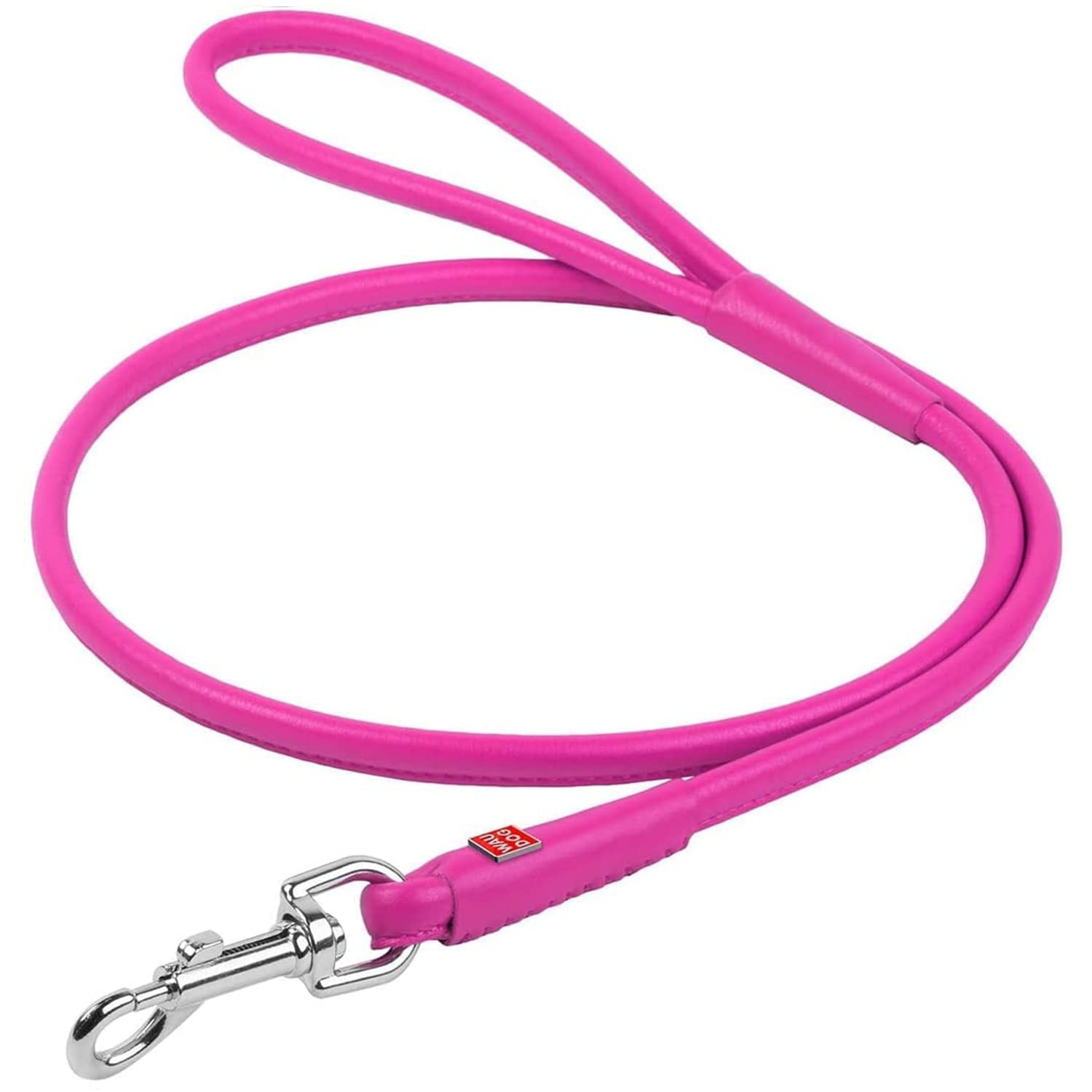 Premium 6FT Rolled Leather Dog Leash - Heavy Duty 0.4in Puppy Leash for Small, Medium & Large Breed Dogs - Durable Training & Walking Leash for Outdoor Activities (Pink) - Perfect for Daily Walks, Jogging & Obedience Training
