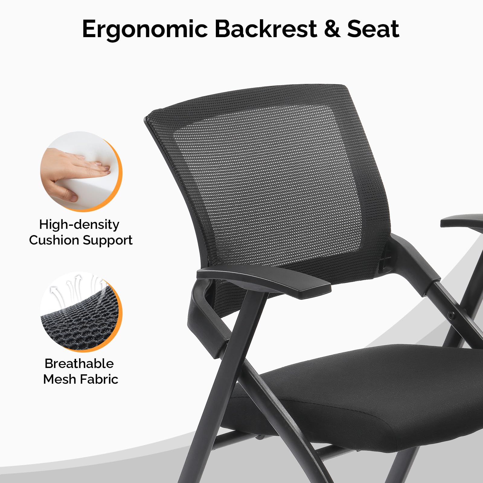 Stackable Rolling Office Chairs with Wheels - Ergonomic Folding Conference Room Chairs for Training, Guest Reception & Events - 350lb Weight Capacity - Perfect for Meetings, Seminars & Office Spaces