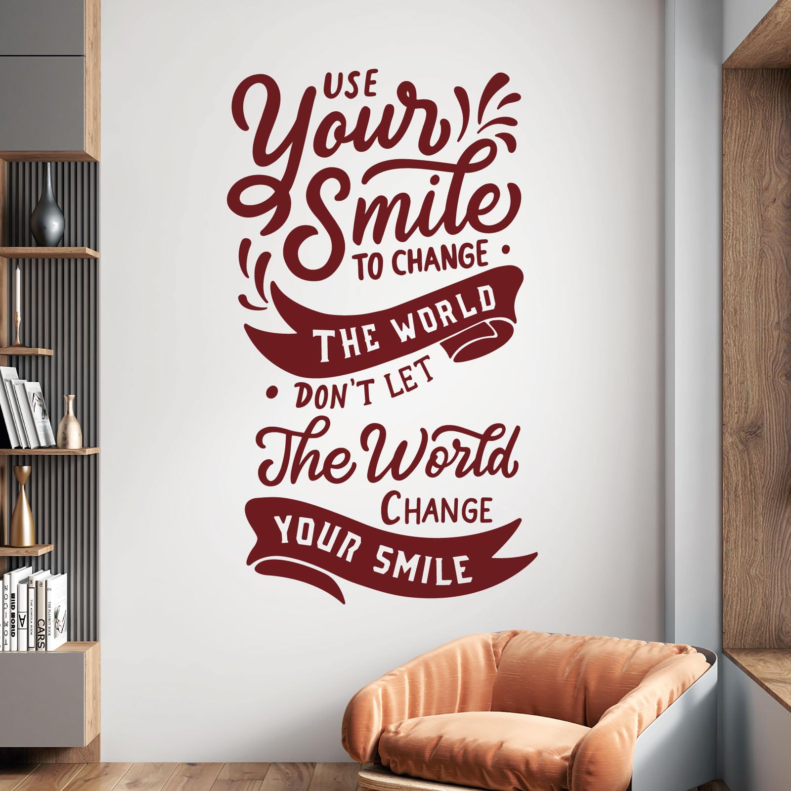 Inspirational 'Use Your Smile to Change The World' Wall Decal Sticker - Chocolate Brown Vinyl Quote for Home, Office & Nursery Decor