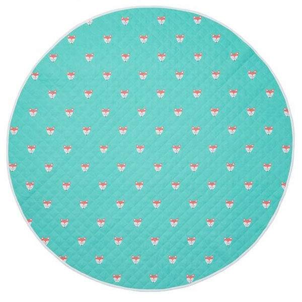 Foxy Teal 120cm Round Baby Play Mat by Hiccups - Soft Non-Slip Floor Mat for Crawling, Tummy Time & Nursery Decor