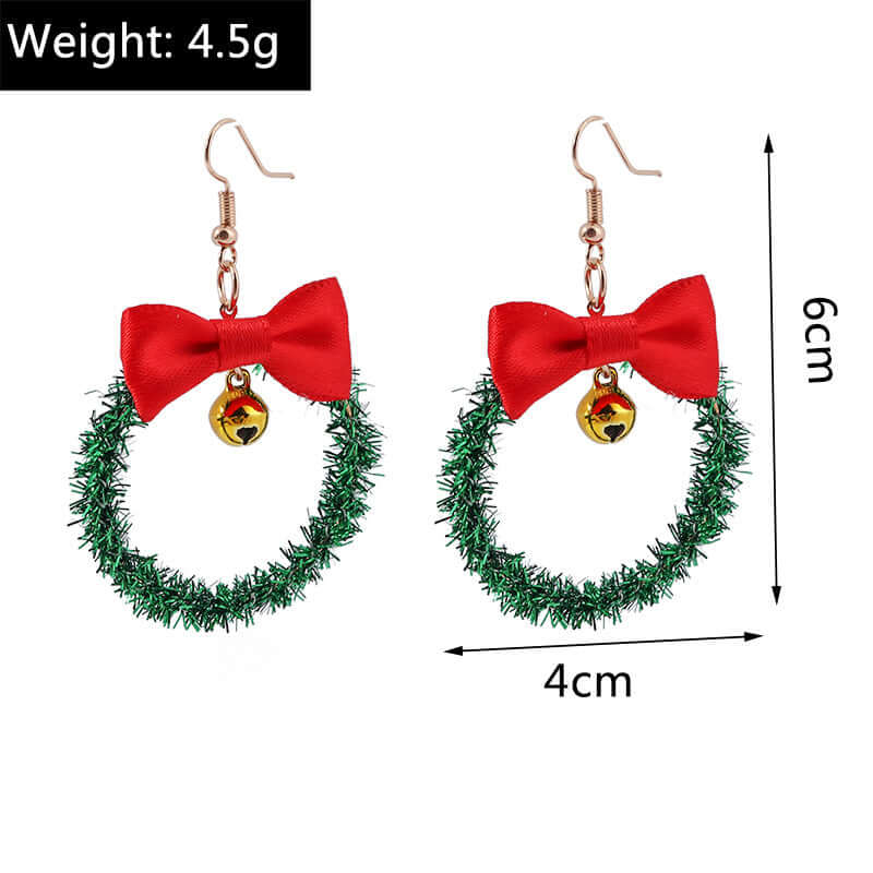 Whimsical Color Bead Christmas Wreath Drop Earrings | Handwoven Bohemian Dangle Earrings for Women | Perfect for Holiday Parties, Festive Gatherings & Gift Giving