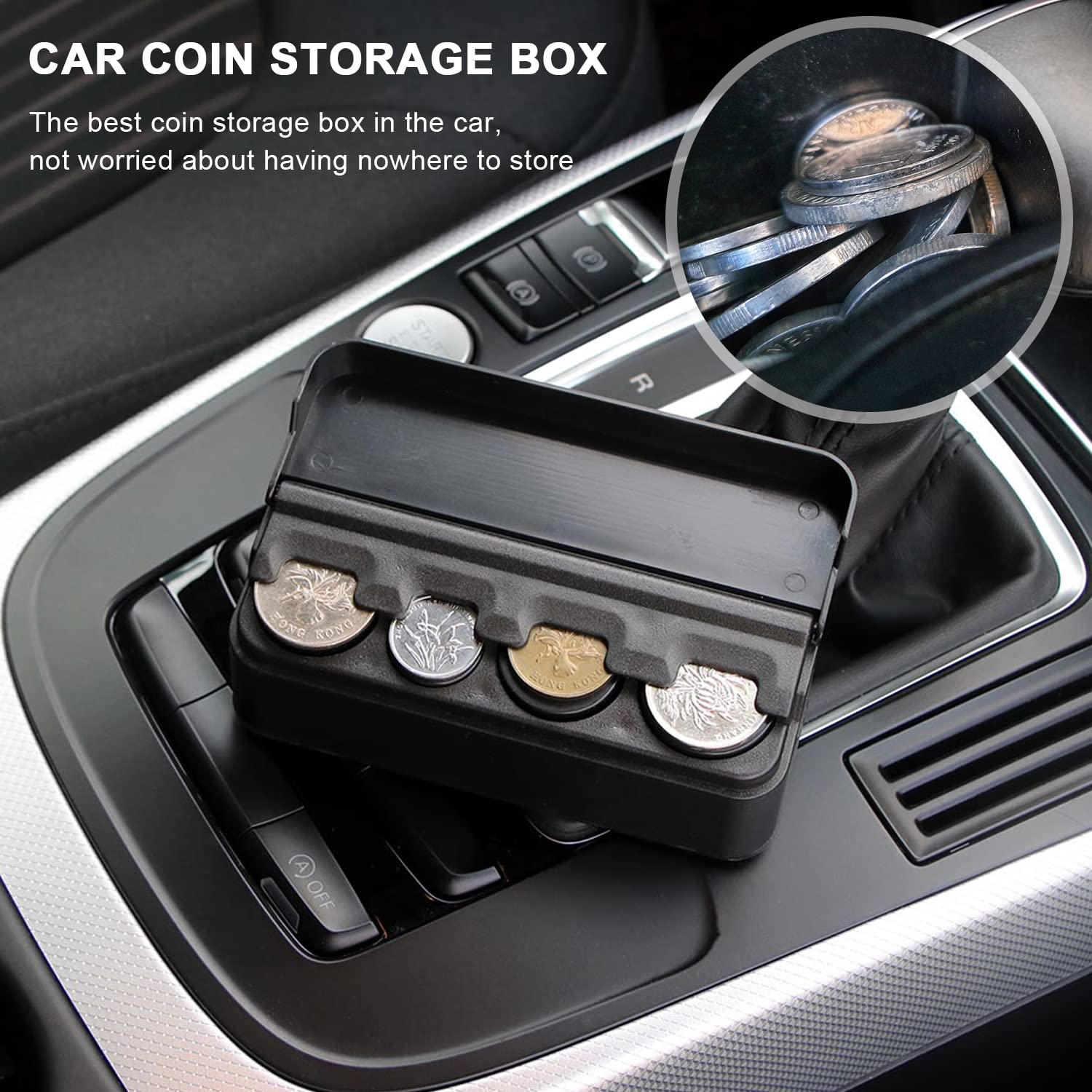 Ouzorp 2 Pack Universal Car Coin Holder Organizer - Compact Change Storage & Money Dispenser for Cars, Trucks, RVs - Perfect for Road Trips, Toll Booths & Parking Meters