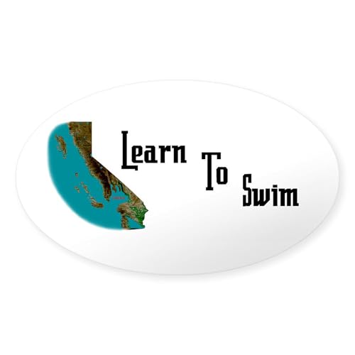 Clear - Learn To Swim Oval Sticker