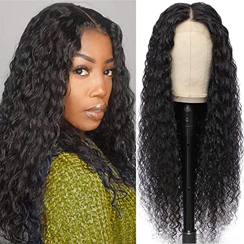 Vanlov 20 Inch Deep Wave Lace Front Wigs - 4x4 Transparent Lace Closure Human Hair Wigs for Black Women - 150% Density Wet & Wavy Pre-Plucked Deep Curly Wigs - Perfect for Daily Wear, Parties & Special Occasions