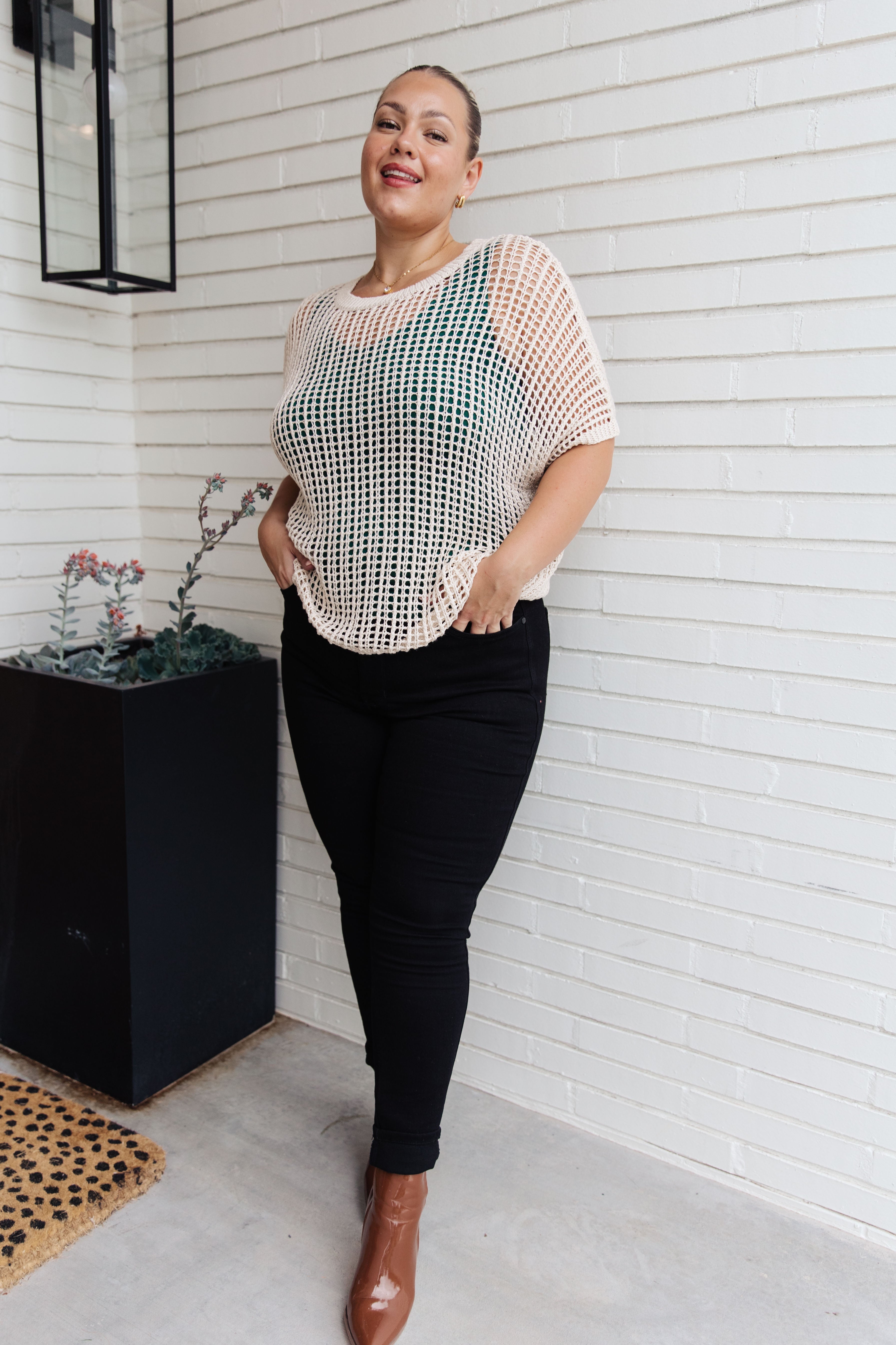 Coastal Dreams Cream Fishnet Top - Stylish Boho Beachwear for Summer Outfits & Music Festivals