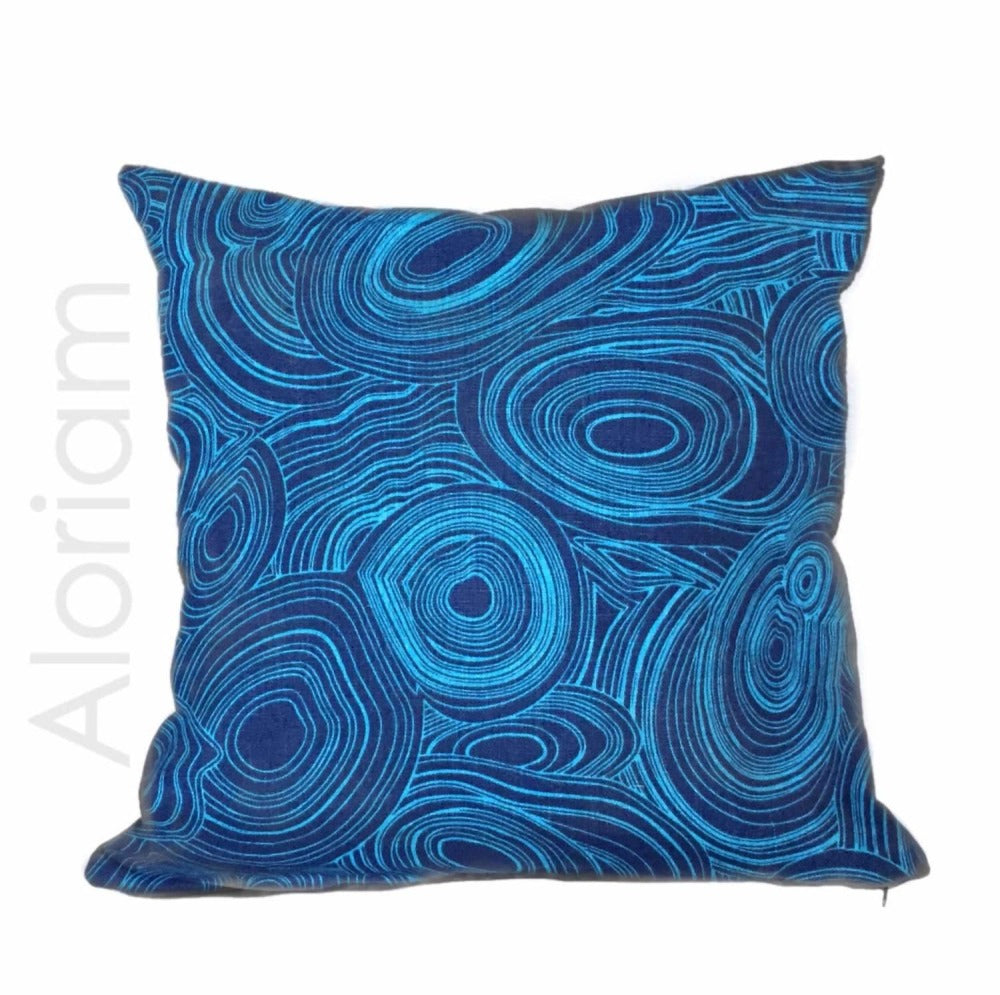 Kravet Jonathan Adler Regato Lagoon Navy Blue Aqua Linen Pillow Cover - Stylish Decorative Throw Pillow Case for Sofa, Bed & Home Decor