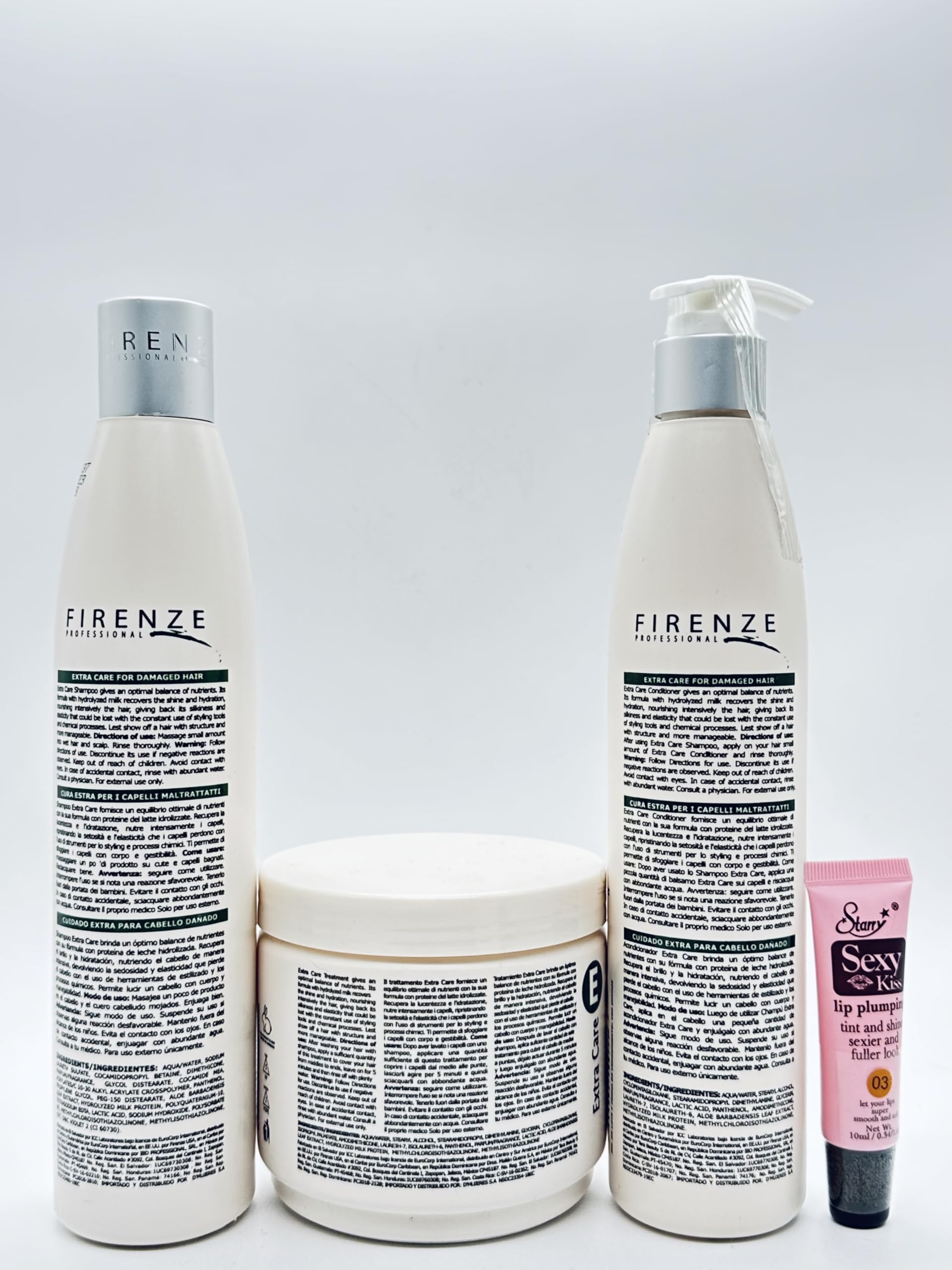 Extra Care Shampoo & Conditioner Set (300ml/10.1 fl oz) with Aloe Extract & Milk Protein - Includes Hair Mask Treatment (4000ml/13.5 fl oz) + Free Starry Lip Gloss - Hydrating & Repairing for Dry, Damaged Hair - Perfect for Daily Hair Care & Salon-Quality Treatment at Home