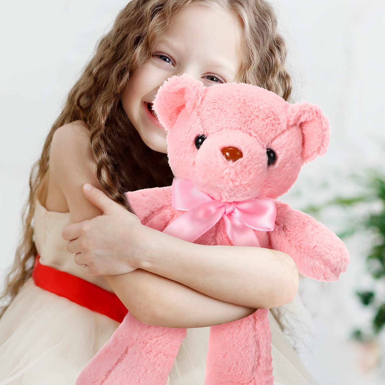 Aoriher 6 Pack Soft Pink Teddy Bear Plush Stuffed Animals - Cute Sleeping & Playing Toys for Kids, Baby Shower Decorations, Graduation Gifts & Birthday Party Favors - Perfect for Nursery Decor, Gift Baskets and Themed Events