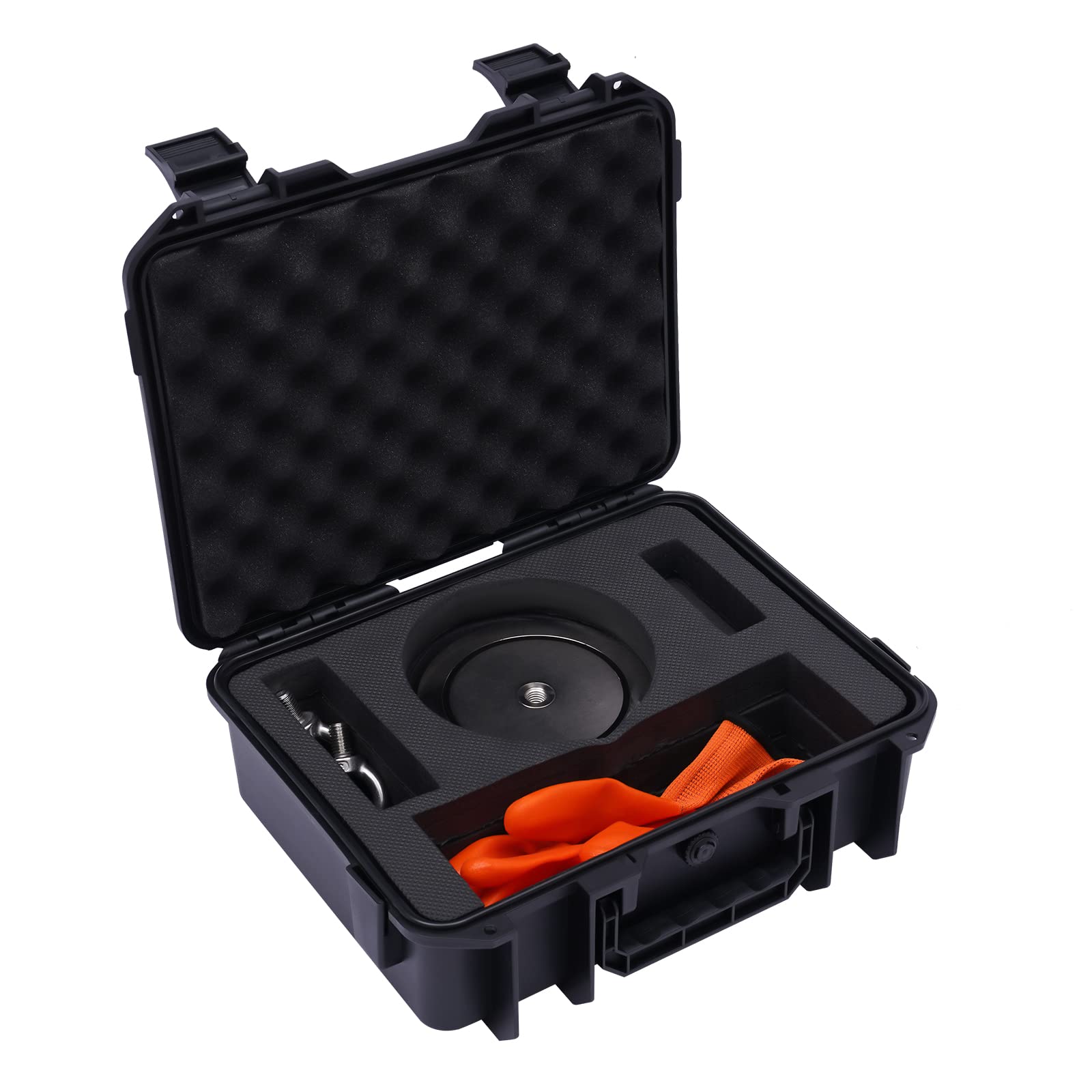 4000 lb Heavy Duty Double Sided Fishing Magnet Kit with 100ft High Strength Nylon Rope, Carabiner & Non-Slip Gloves - Perfect for Underwater Treasure Hunting, Metal Detecting and River Cleanup