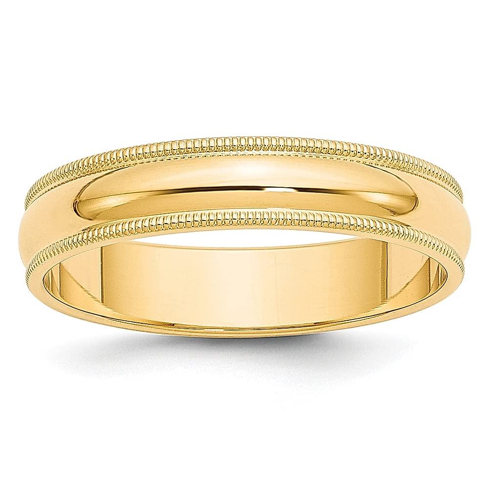 14K Yellow Gold 5mm Milgrain Half Round Wedding Band Ring - Size 11 Men's Classic Fine Jewelry - Perfect Gift for Dad, Husband & Him - Ideal for Weddings, Anniversaries & Special Occasions