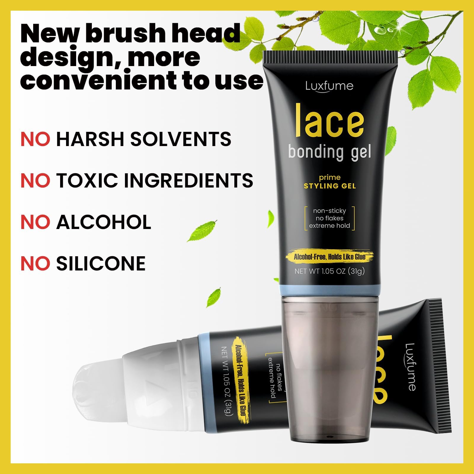Lace Bonding Gel for Wigs - Invisible & Skin-Friendly Wig Glue with Brush Head Design | Strong Hold Lace Adhesive for Front Wigs & Hairpieces | Daily Use for Women & Men | Perfect for Cosplay, Daily Styling & Special Occasions