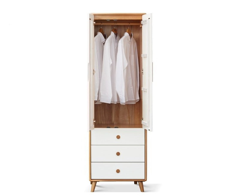 Solid Beech Wood Wardrobe Set - Modern Closet Organizer for Bedroom, Living Room & Office Storage