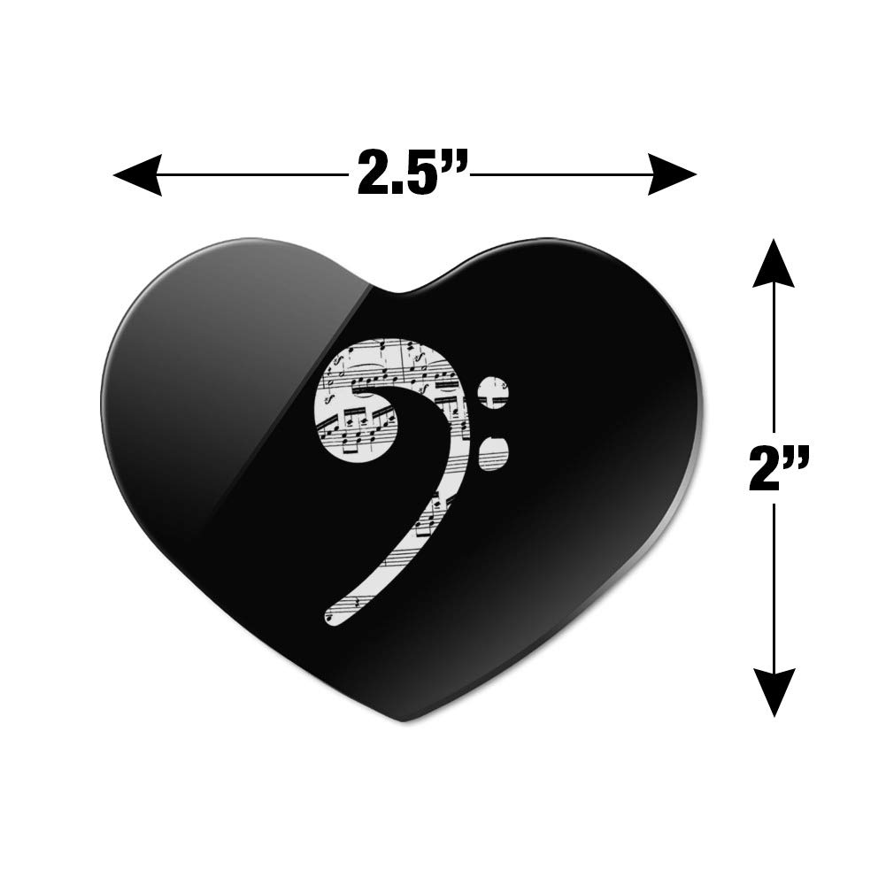 Bass Clef Sheet Music Heart Acrylic Refrigerator Magnet - Perfect for Music Lovers, Teachers & Students - Great for Fridge, Locker & Whiteboard Decor