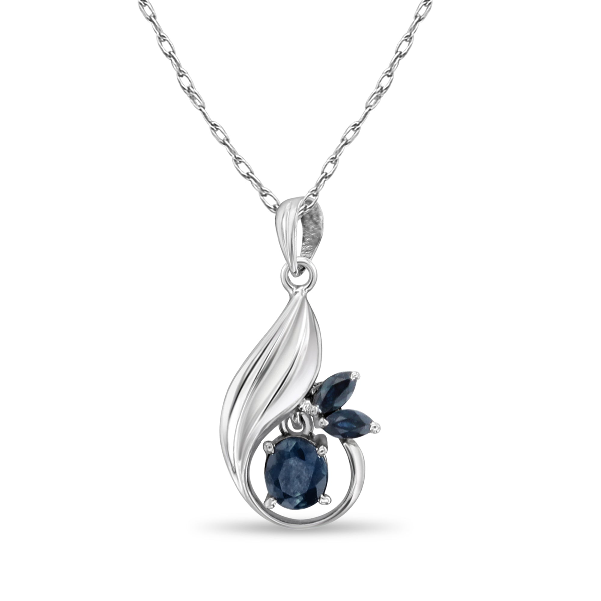Elegant Oval Sapphire White Gold Necklace for Women | 14K Solid Gold Pendant Jewelry Gift for Anniversary, Birthday & Special Occasions