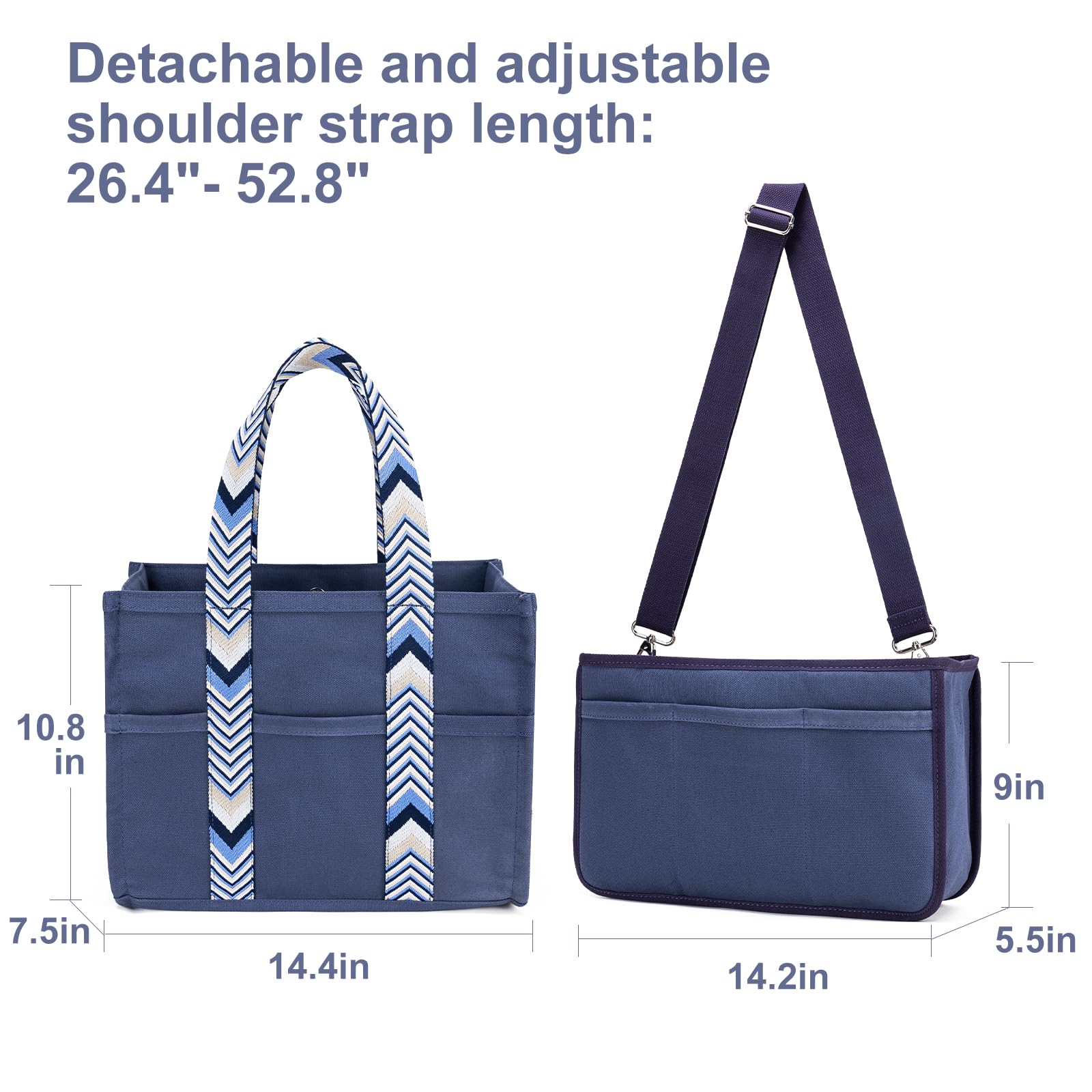 Premium Canvas Tote Bag Set with Purse Organizer Insert - Women's Travel Handbag with Zipper & Adjustable Shoulder Strap - Perfect for Shopping, Beach Trips & Daily Commute