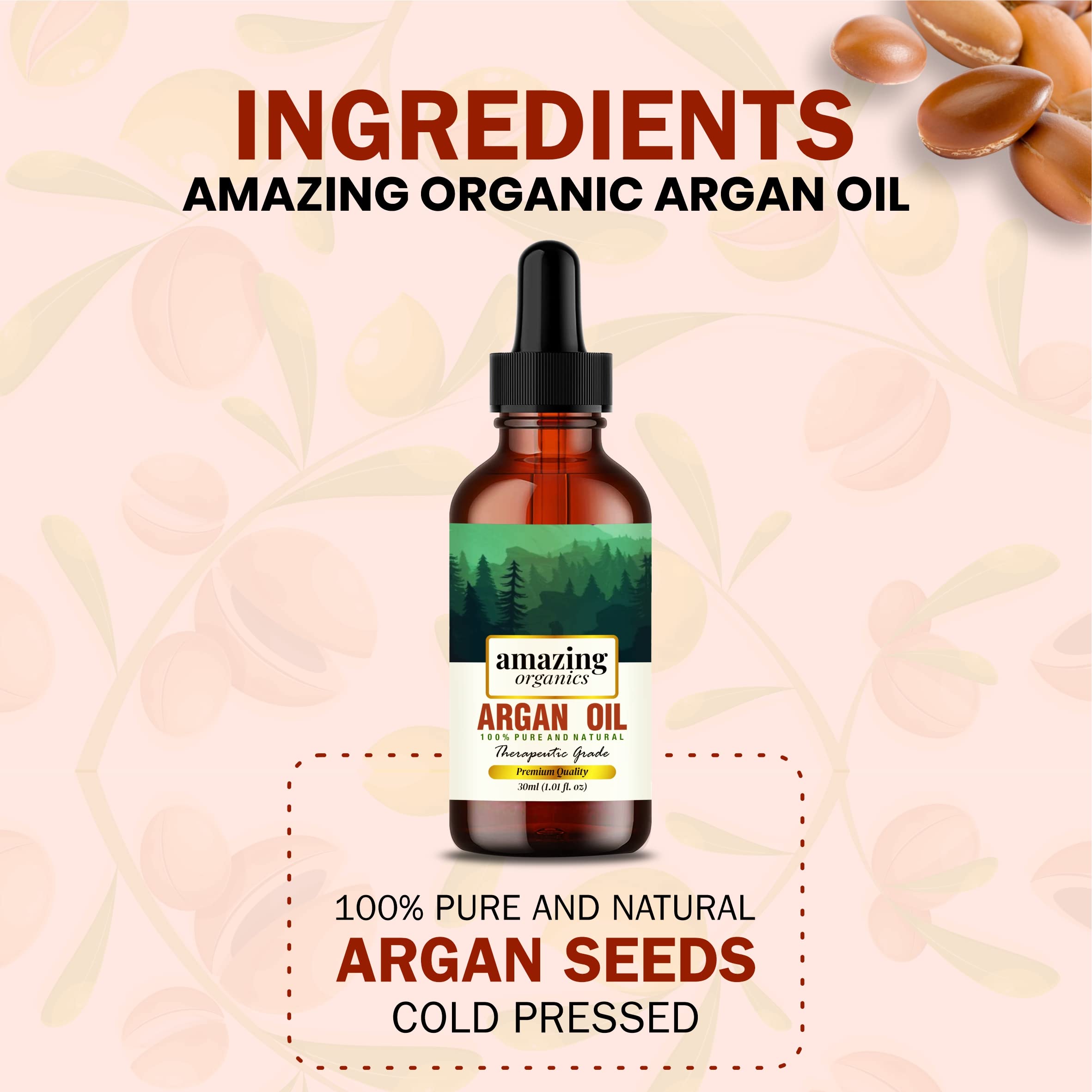 100% Pure Natural Argan Oil for Men and Women - Organic Hair & Skin Care Essential Oil for Hydration, Anti-Aging & Relaxation - Perfect for Massage, Aromatherapy & Daily Beauty Routine
