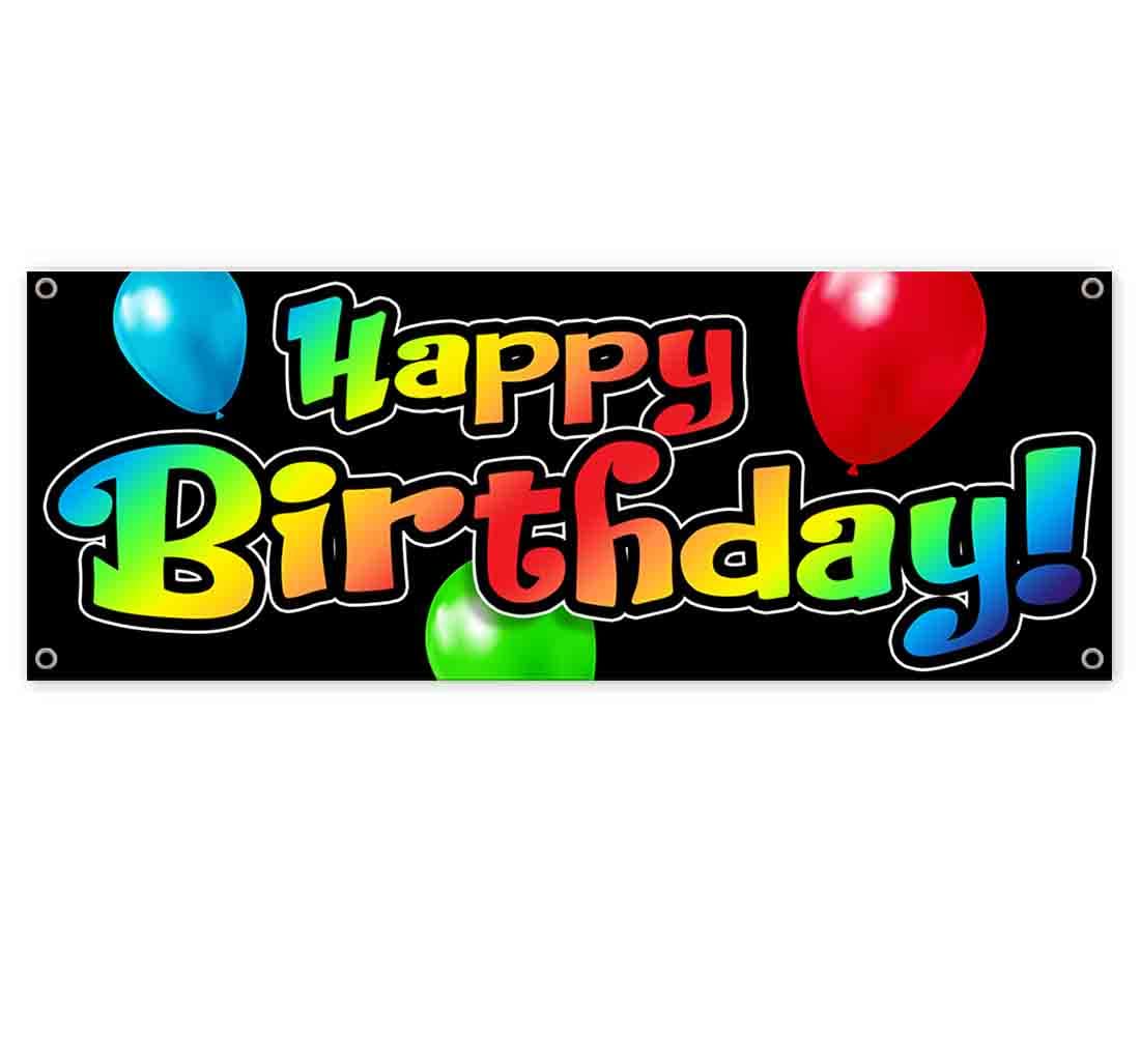 Happy Birthday Rainbow Balloon Banner - 13 oz Heavy-Duty Vinyl Party Decoration with Metal Grommets | Single-Sided Non-Fabric Sign for Birthday Parties, Baby Showers & Celebrations | Perfect for Indoor & Outdoor Decor