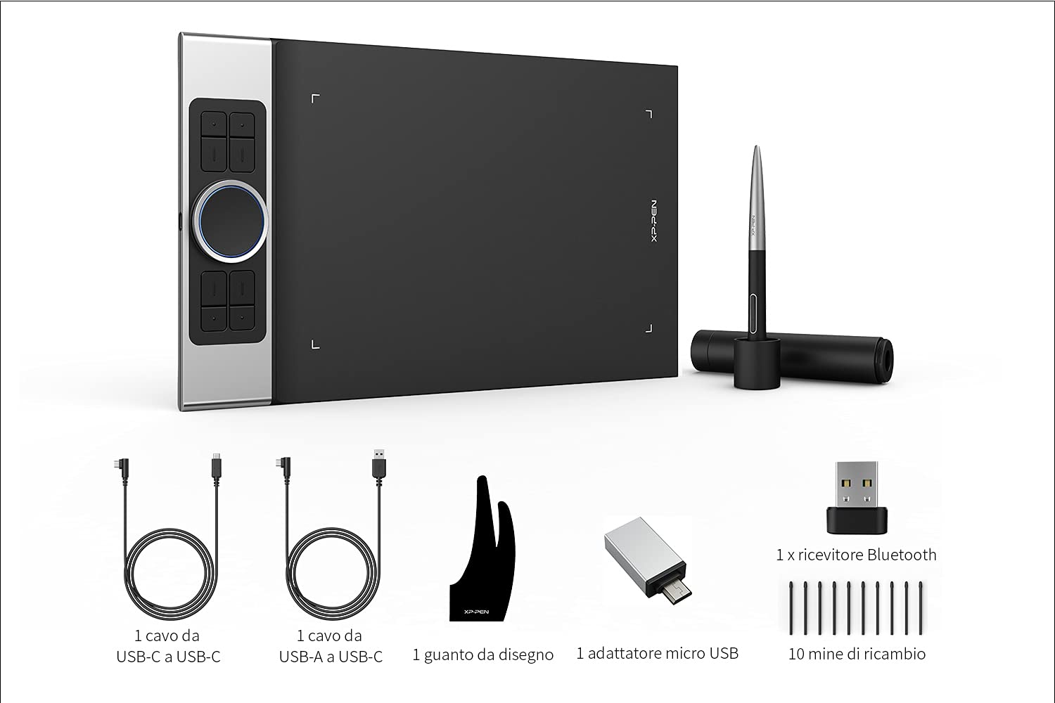 XP-PEN Deco Pro MW Bluetooth 5.0 Wireless Drawing Tablet with Battery-Free Stylus - 8 Customizable Shortcut Keys for Digital Art, Photo Editing & Design - Compatible with Android Devices - Perfect for Artists, Designers & Content Creators
