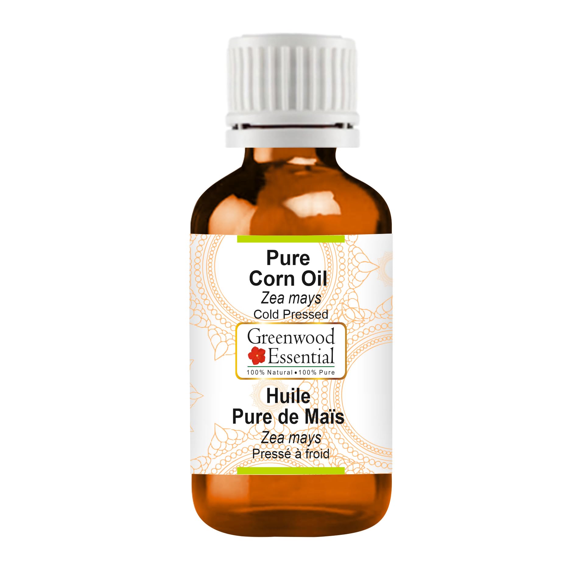 Pure Cold-Pressed Corn Oil (Zea mays) - 100% Natural Therapeutic Grade - 50ml (1.69oz) for Cooking, Skincare & Hair Care | Greenwood Essential