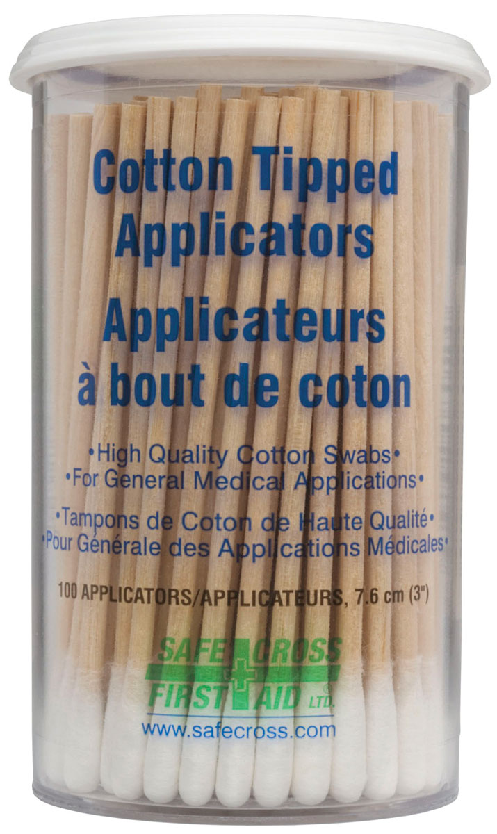 100-Pack Single-End Cotton Tipped Applicators 7.6cm (3 Inch) with Clear Plastic Vial | Disposable Swabs for Medical, Lab, Crafts & Makeup Application