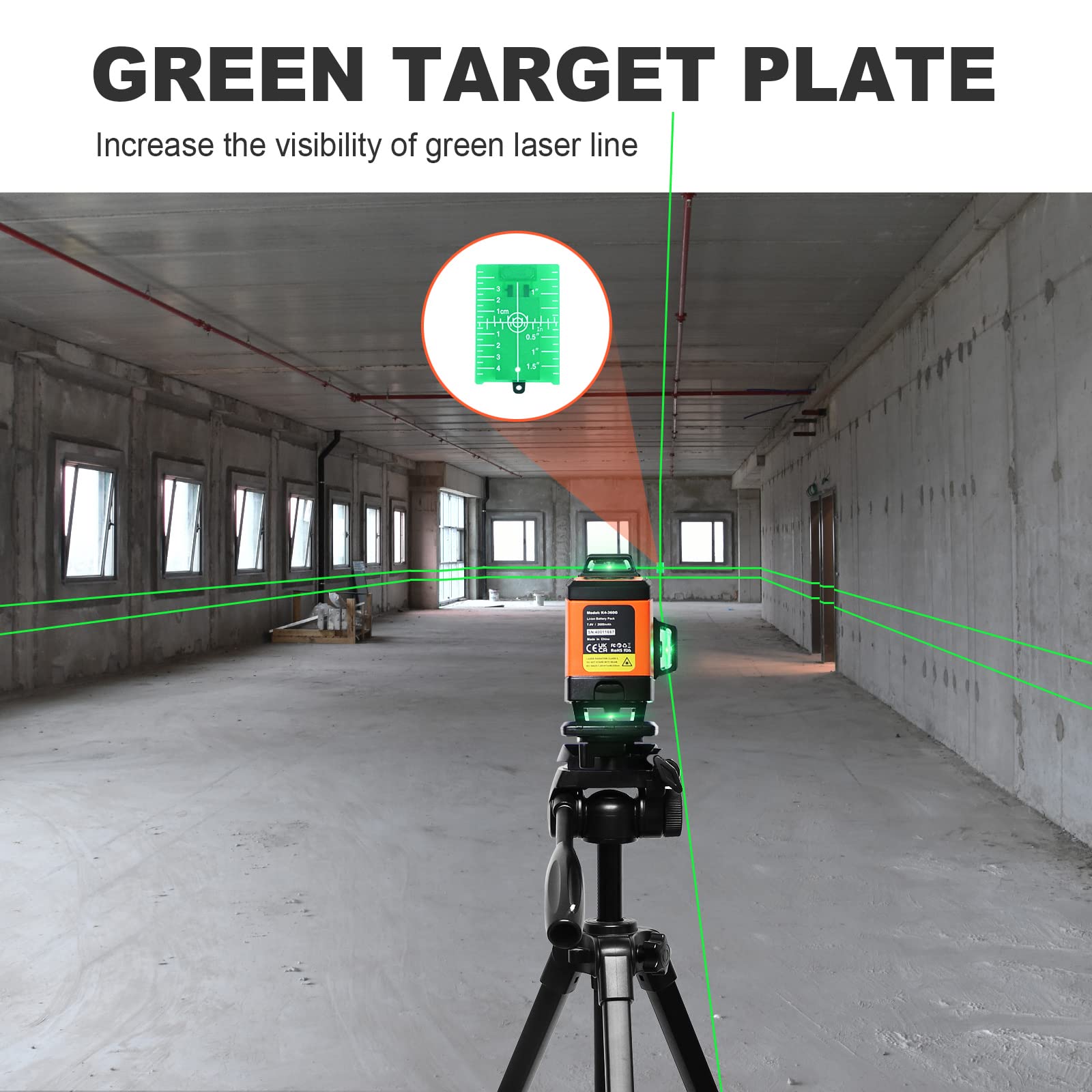 4D 360° Self-Leveling Laser Level with 16 Green Beam Lines - Rechargeable, Magnetic Bracket Included (K4-360G) - Perfect for Construction, Floor Tiling, Ceiling Work & DIY Home Projects