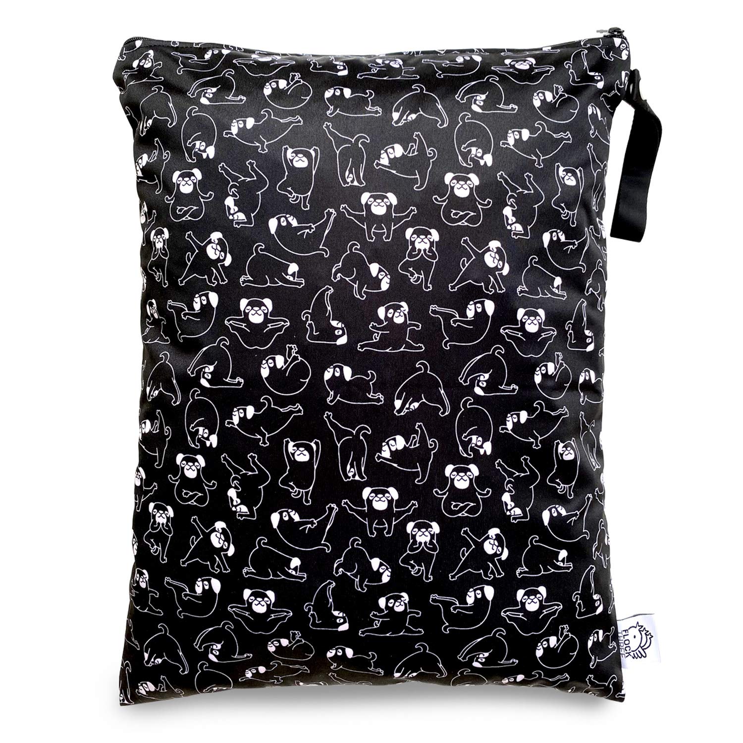 FLOCK THREE Washable Reusable Wet Bag - Waterproof Diaper Bag, Swim Bag, Travel Toiletries Pouch & Yoga Accessory (12.6