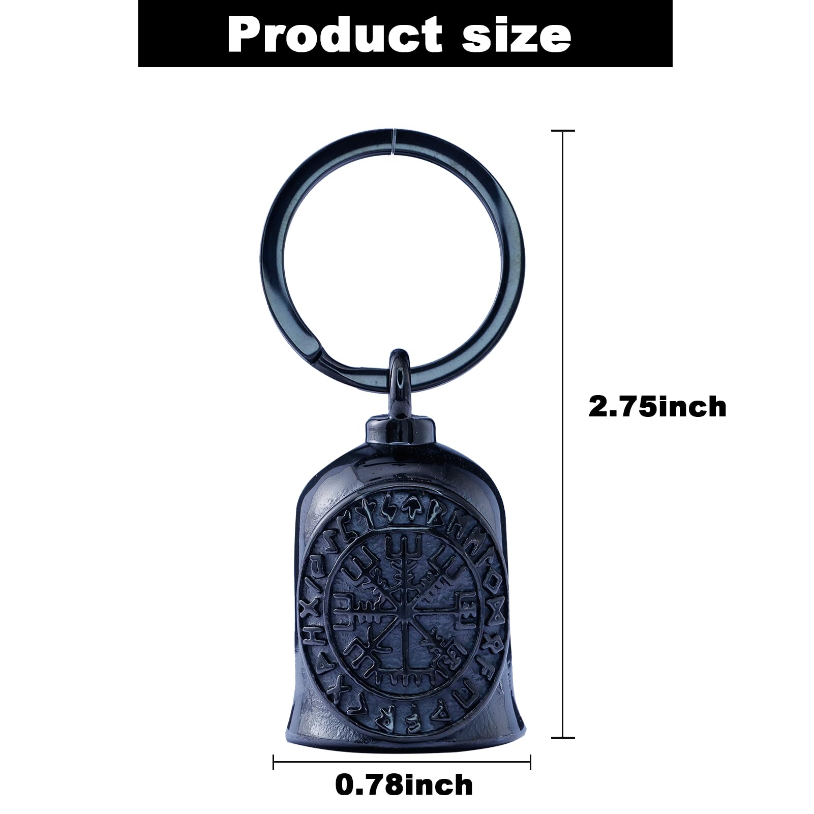 Viking Motorcycle Bell - Black & Silver Guardian Angel Bell for Riders (Men & Women) - Perfect for Harley, Cruiser & Chopper Motorcycle Protection