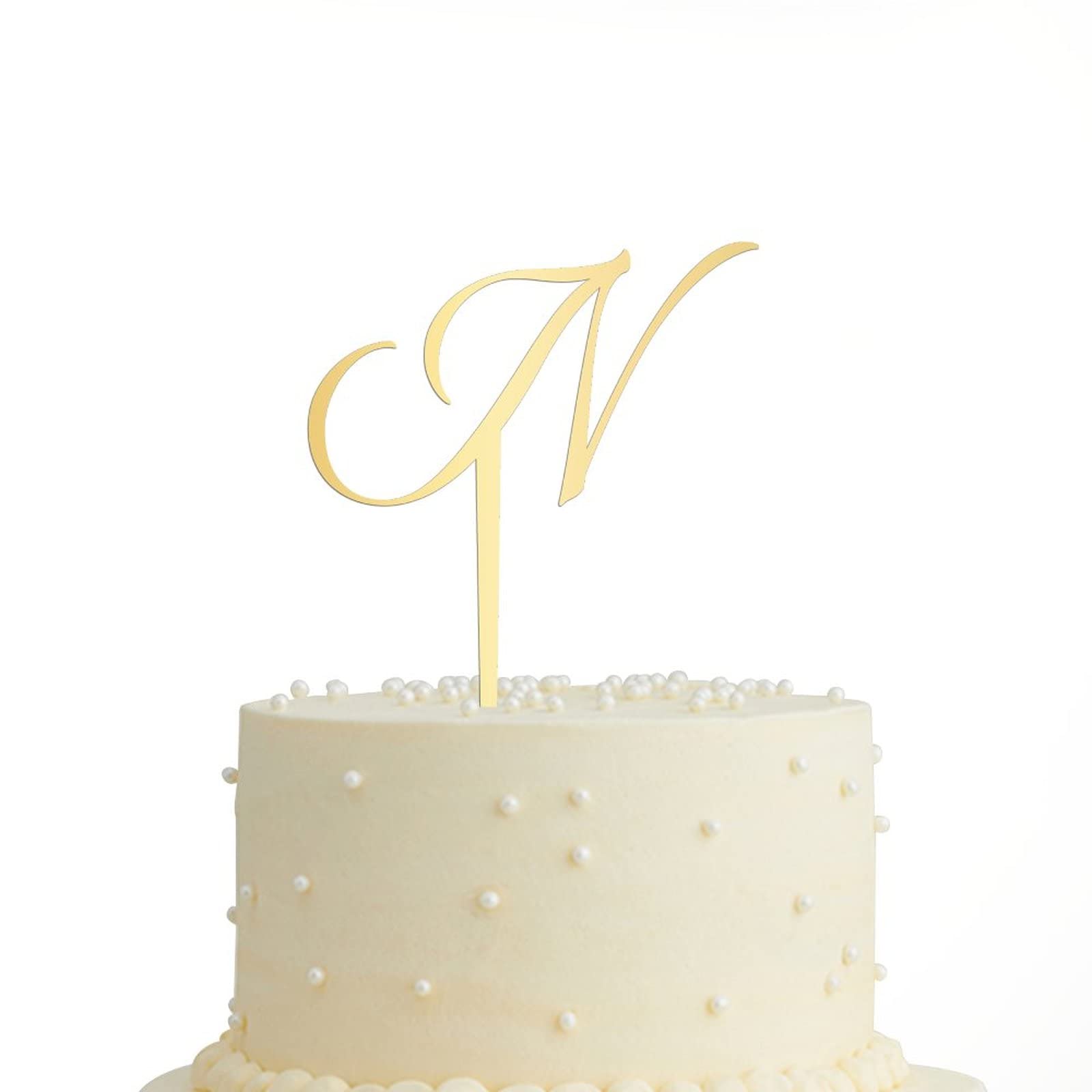 Personalized Acrylic Glitter Gold Letter N Cake Topper - Rustic Wedding, Anniversary, Engagement Party Decor - Perfect for Custom Cakes, Cupcakes & Desserts