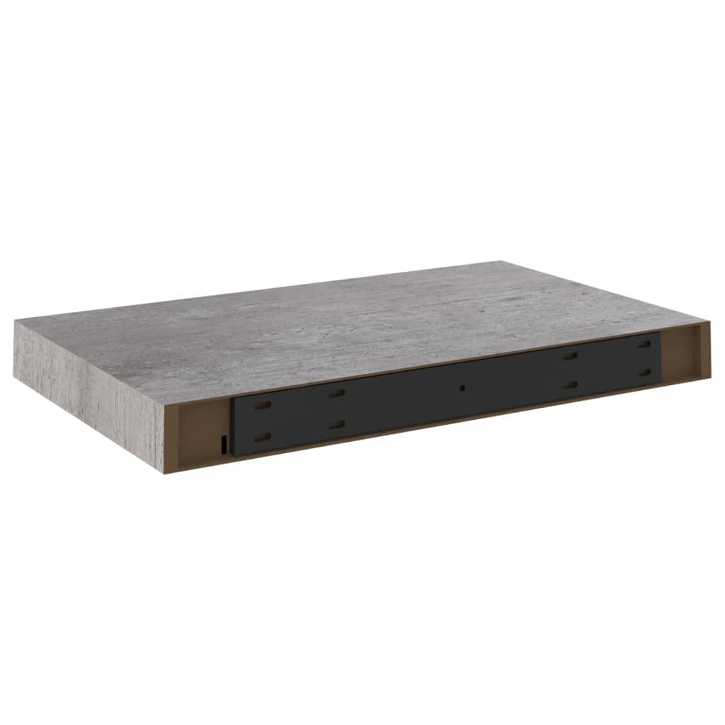 Floating Wall Shelf Set of 2 - Modern Concrete Gray MDF Wall Mounted Shelves 15.7