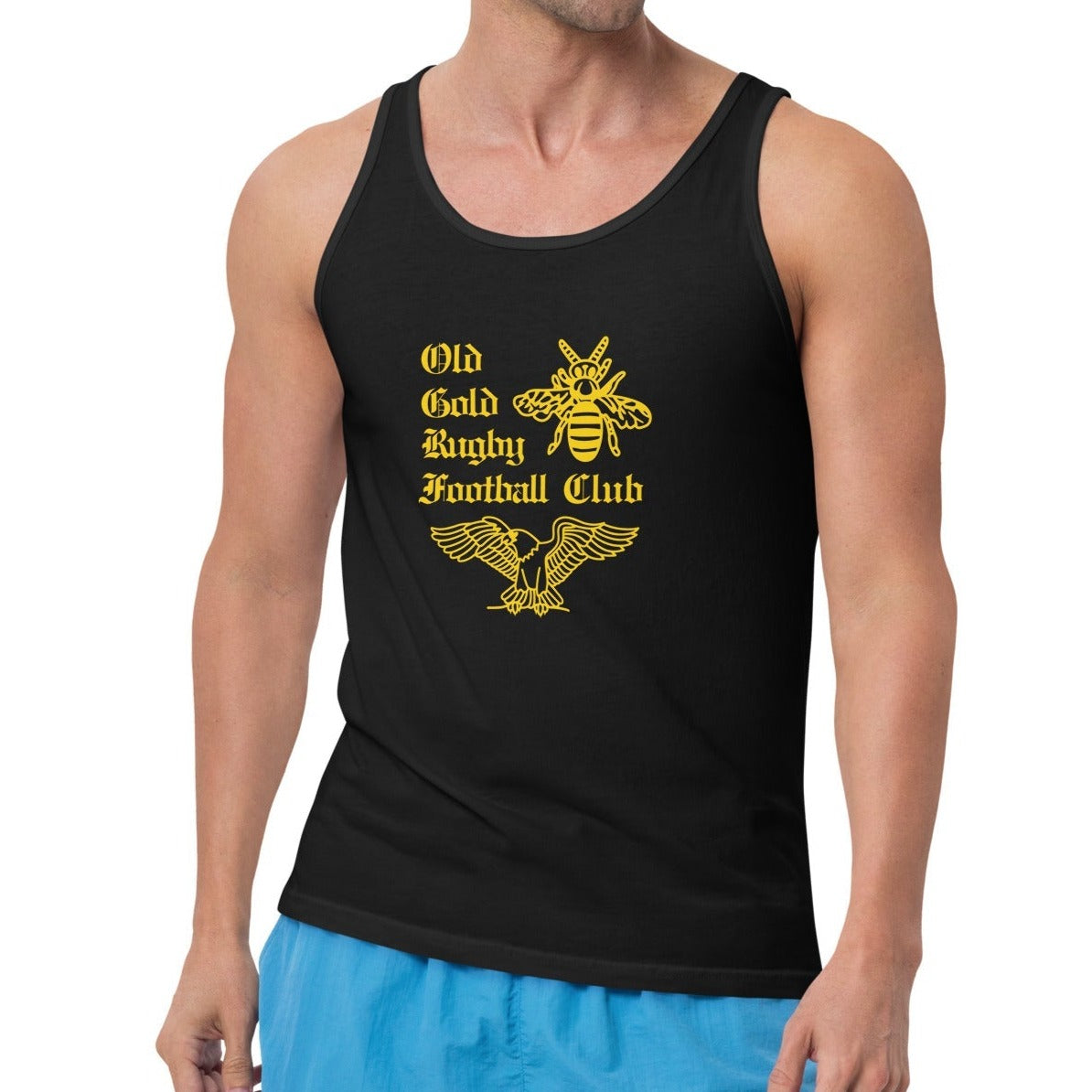 Vintage Gold RFC Social Graphic Tank Top for Men - Casual Summer Wear, Gym, Beach & Outdoor Activities