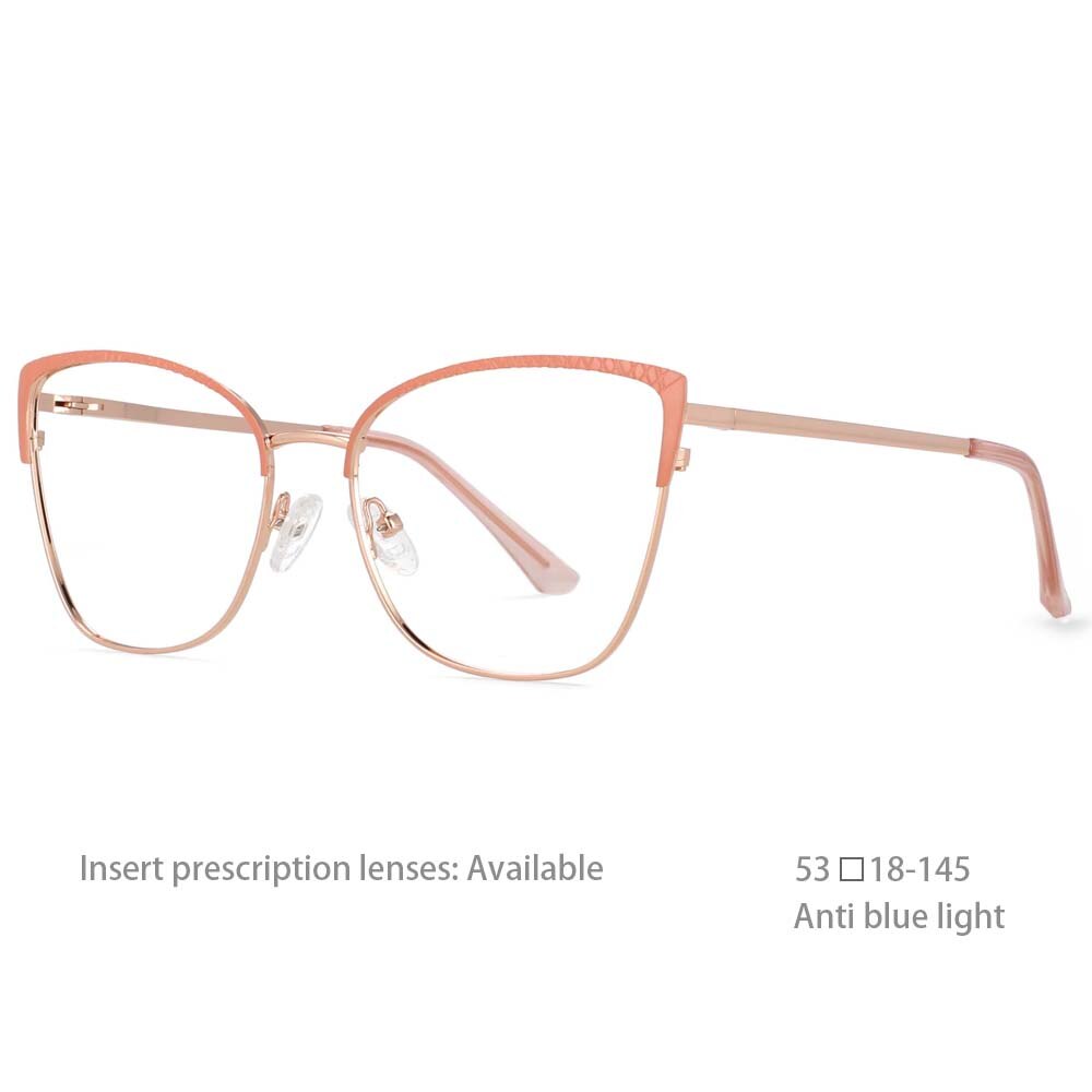 CCspace Women's Full Rim Square Cat Eye Eyeglasses 54462 - Stylish Alloy Frame for Everyday Wear, Work & Fashion Outfits