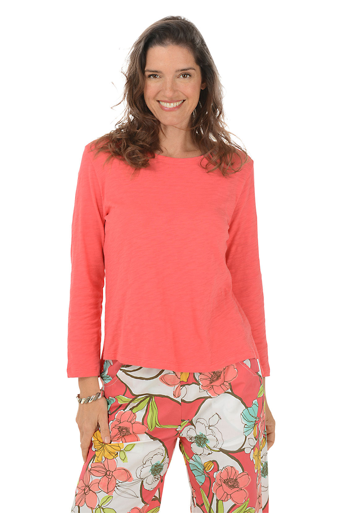 Stylish High Low 3/4 Sleeve Knit Top for Women - Trendy Asymmetrical Hem Casual Blouse for Everyday Wear & Office Outfits