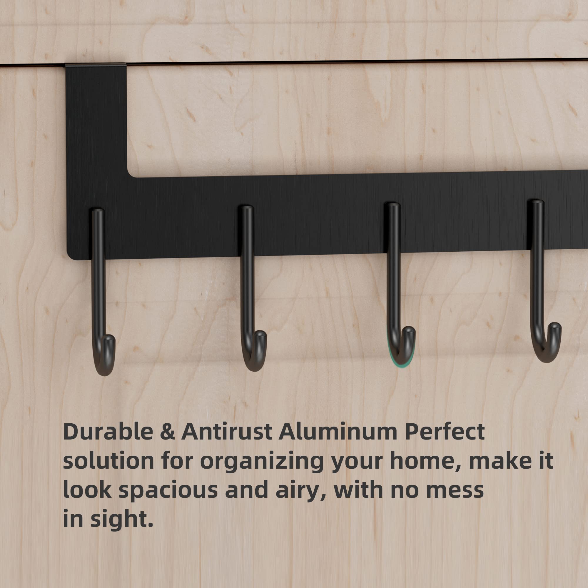 Metal Over The Door Hook Rack with 5 Hooks - Space Saving Towel & Coat Hanger for Bathroom, Bedroom, Closet - Durable Grey Finish (Perfect for Organizing Robes, Towels & Clothes in Small Spaces)