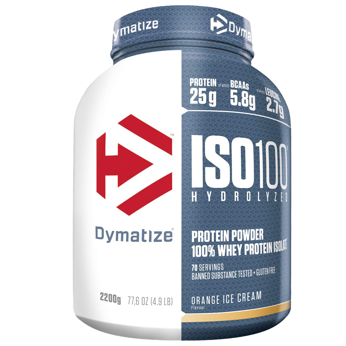 Dymatize ISO 100 Hydrolyzed Whey Protein Powder - Orange Ice Cream Flavor, 2200g (4.85 lb) for Muscle Recovery & Post-Workout Nutrition | Gym, Fitness & Bodybuilding Supplement