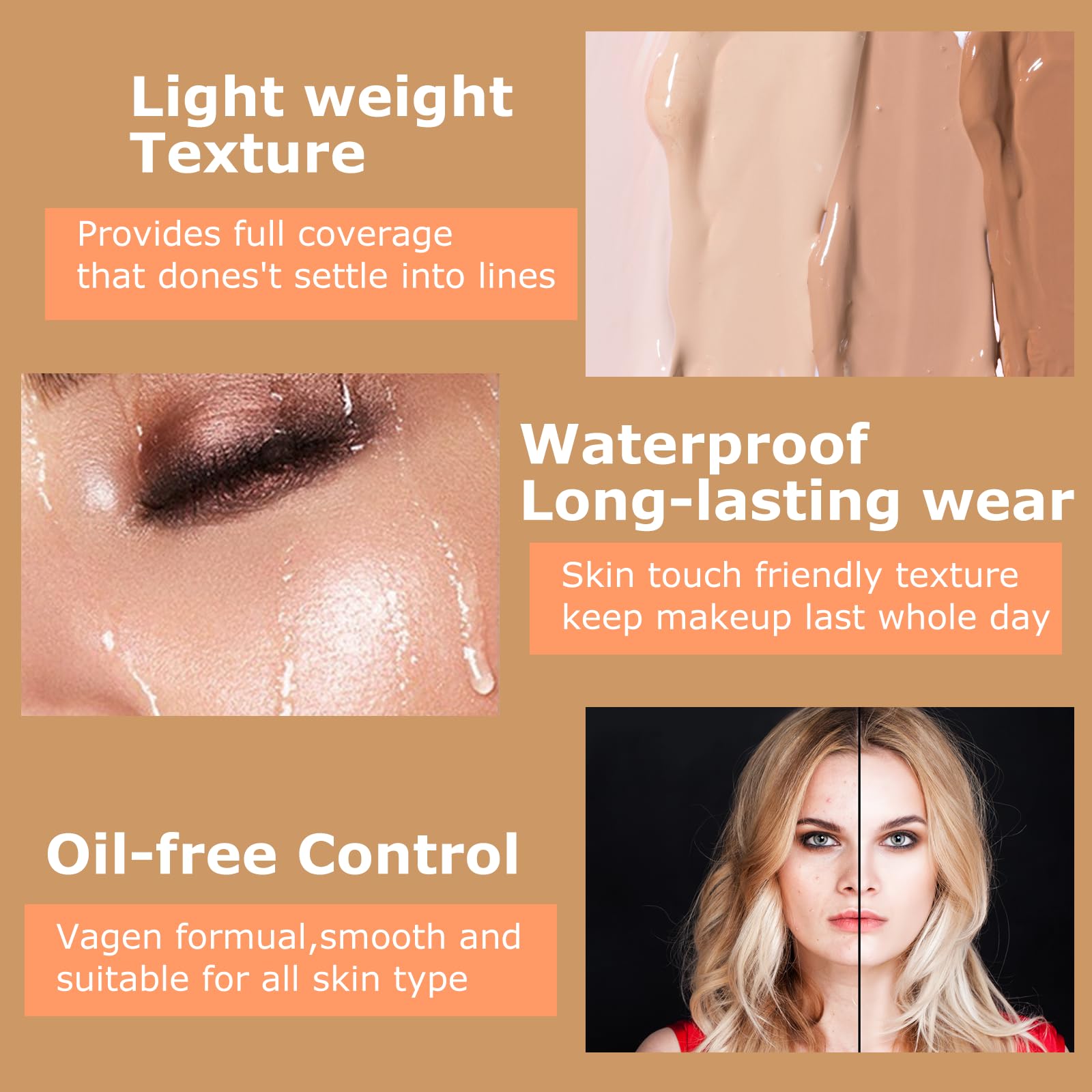 VERONNI Full Coverage Concealer Makeup - Waterproof Foundation with SPF 30 for Scars, Dark Circles & Blemishes - 1.1OZ/30g (Shade 211) - Perfect for Daily Wear, Photo Shoots & Special Occasions